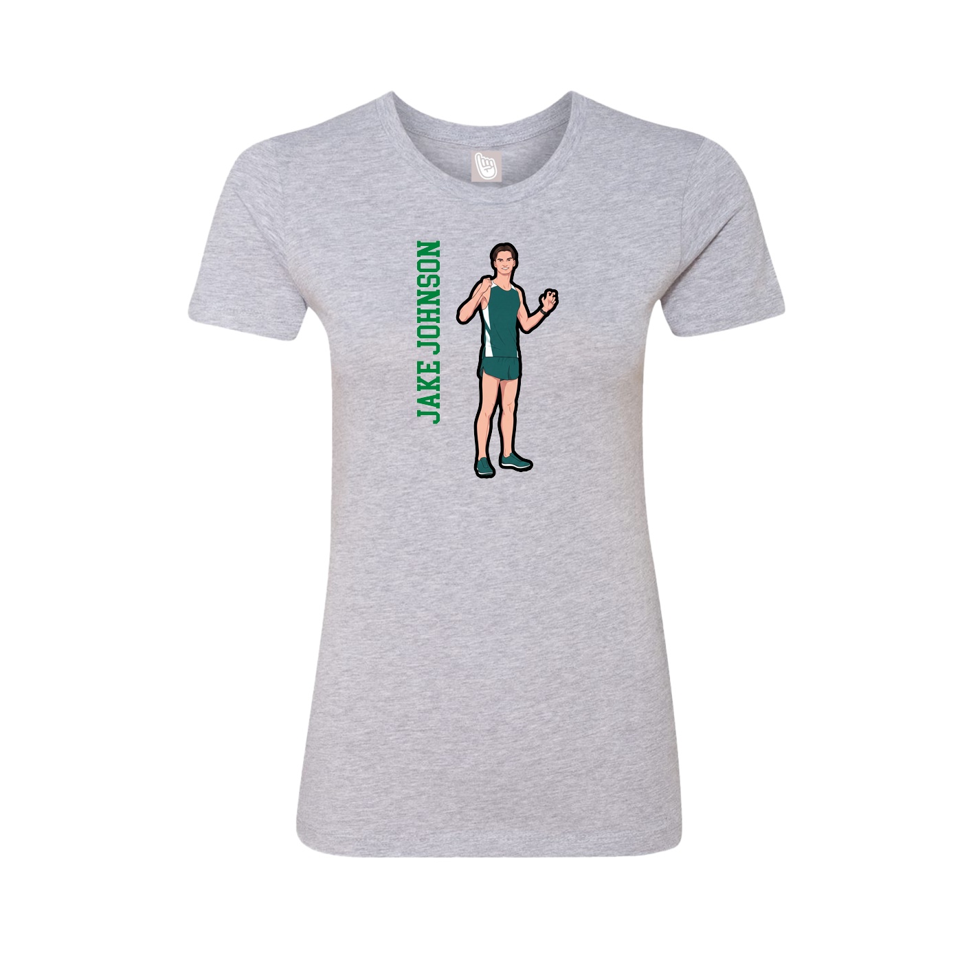 Fitted Women's Tee — Name Vertical in Grey