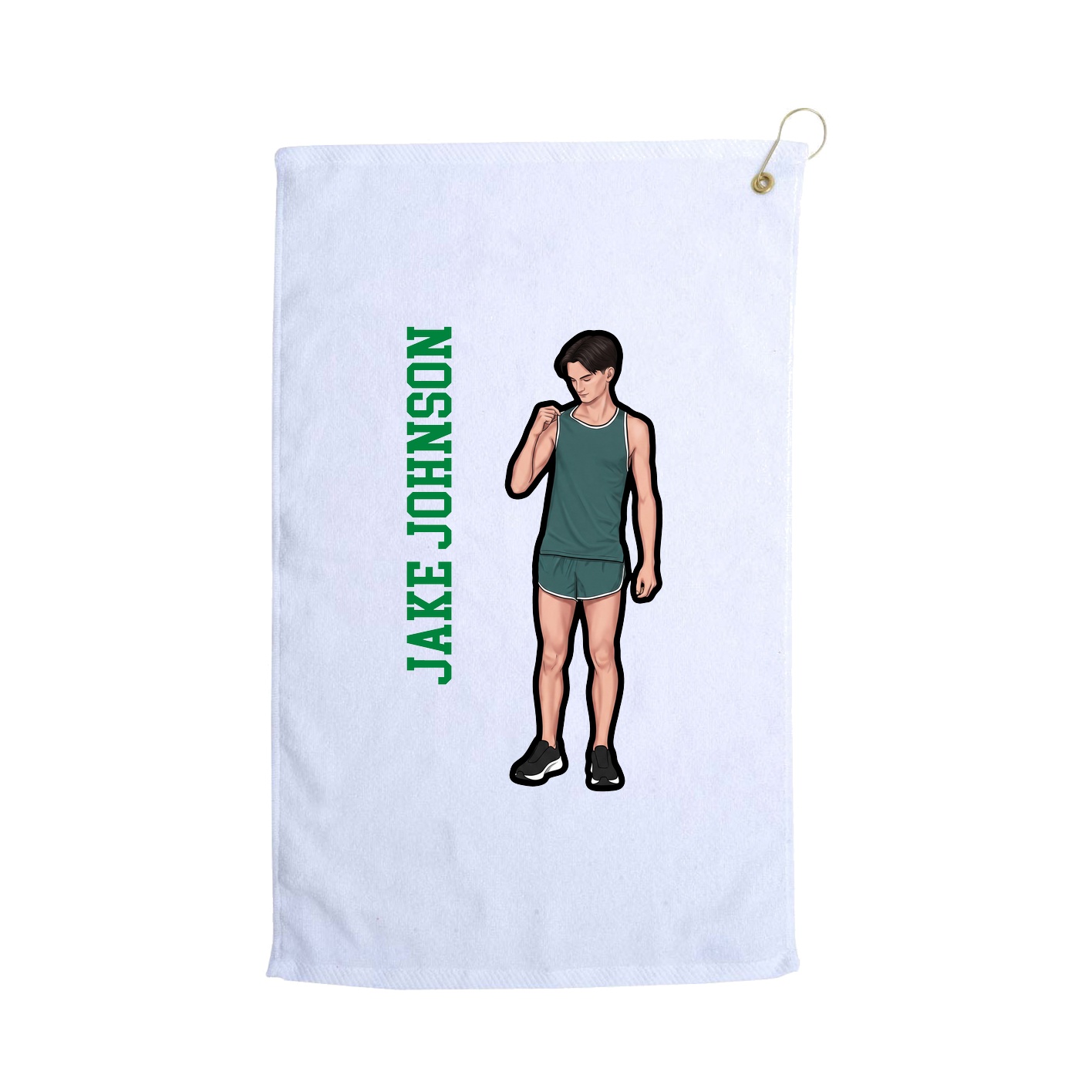 Golf Towel — Name Vertical in White