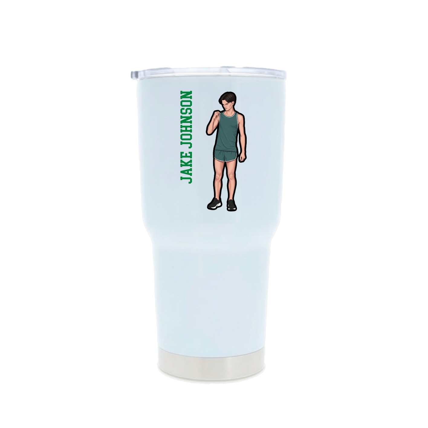 30oz Stainless Steel Tumbler — Name Vertical in White
