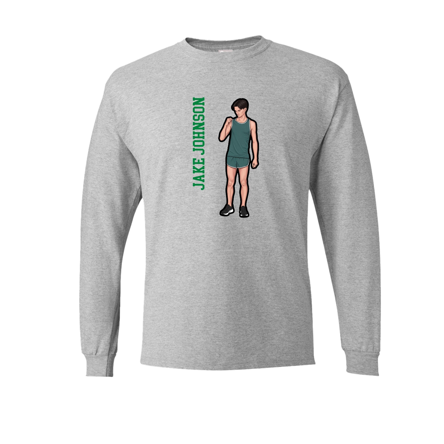 Long Sleeve Tee — Name Vertical in Grey