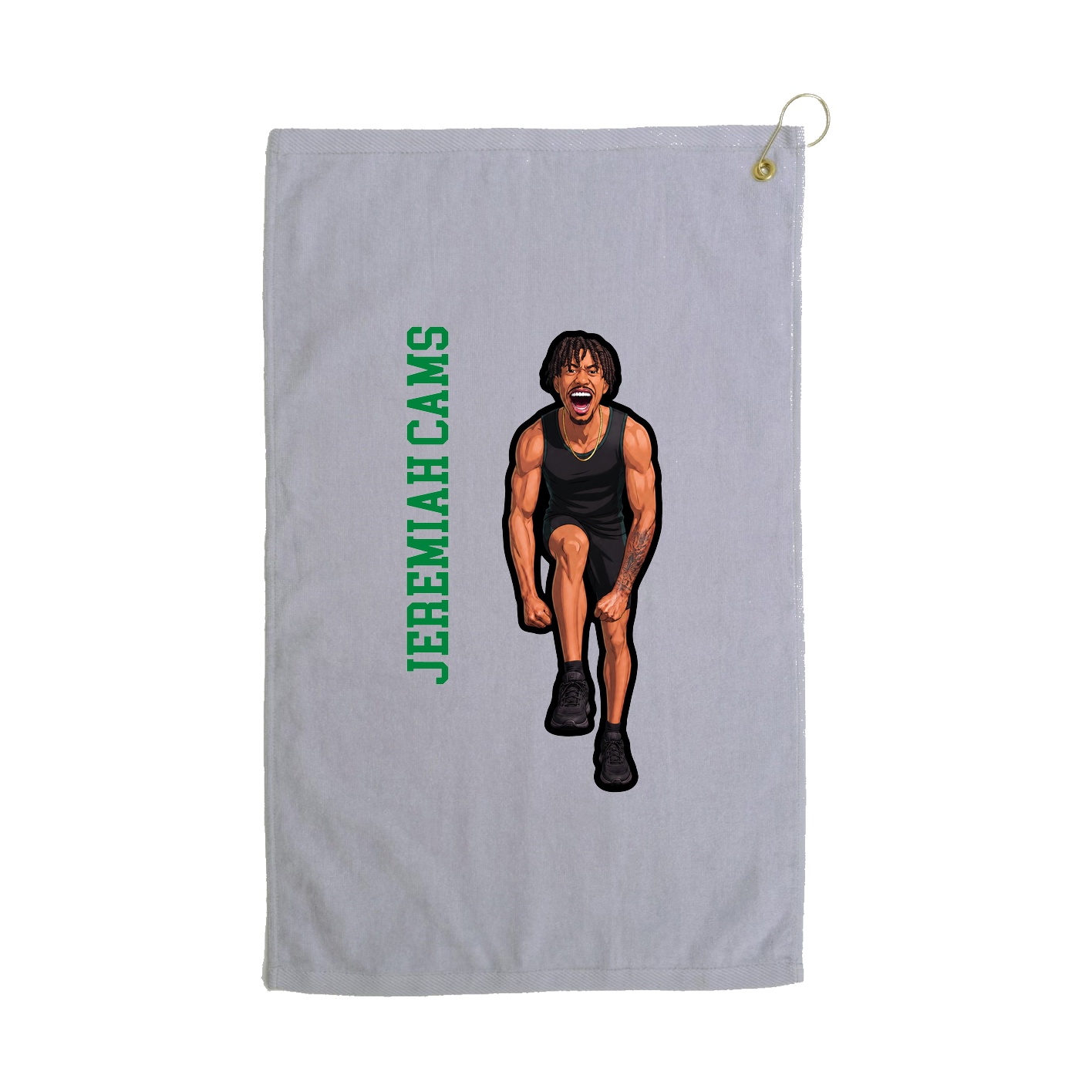 Golf Towel — Name Vertical in Grey
