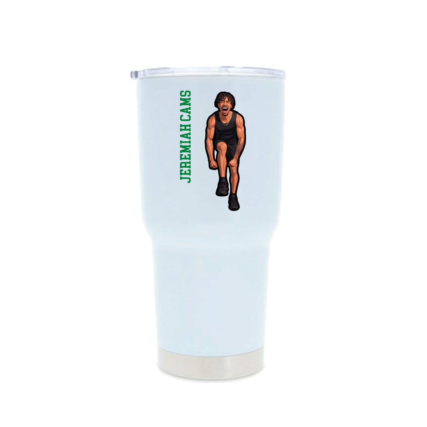30oz Stainless Steel Tumbler — Name Vertical in White