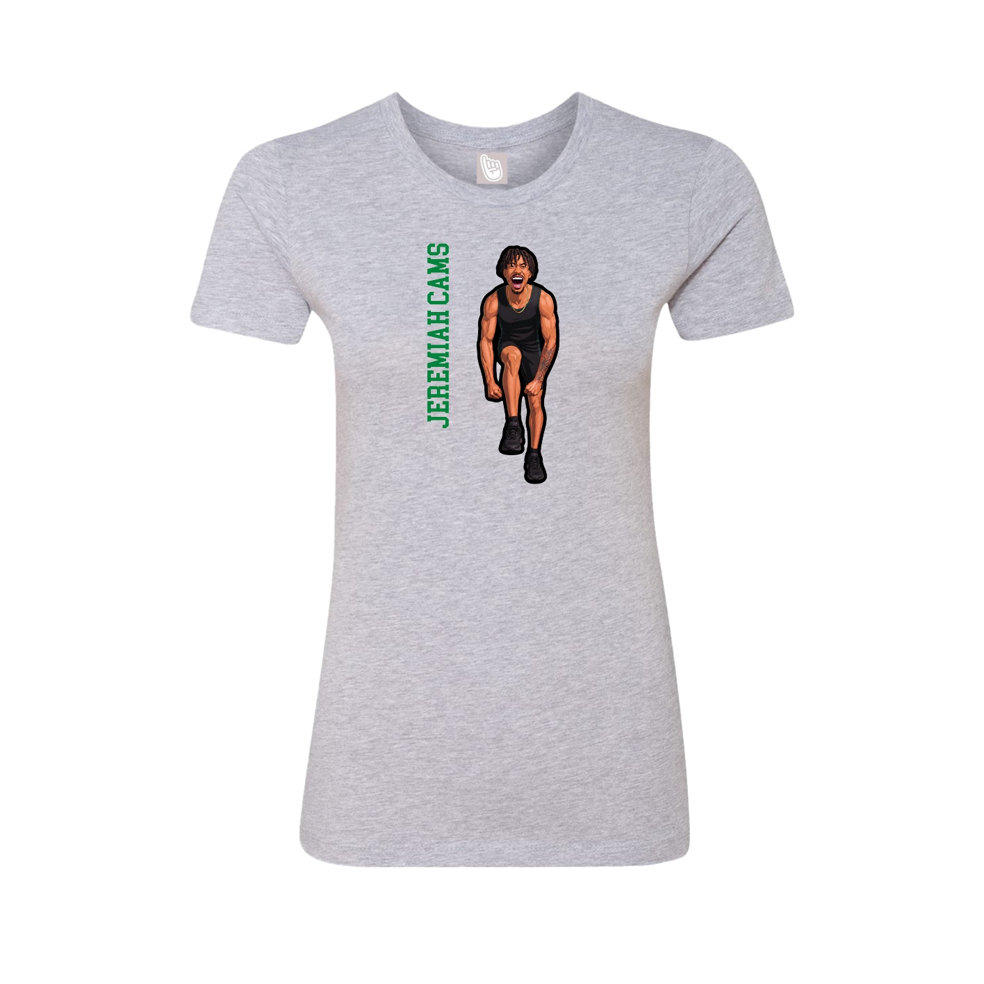 Fitted Women's Tee — Name Vertical in Grey