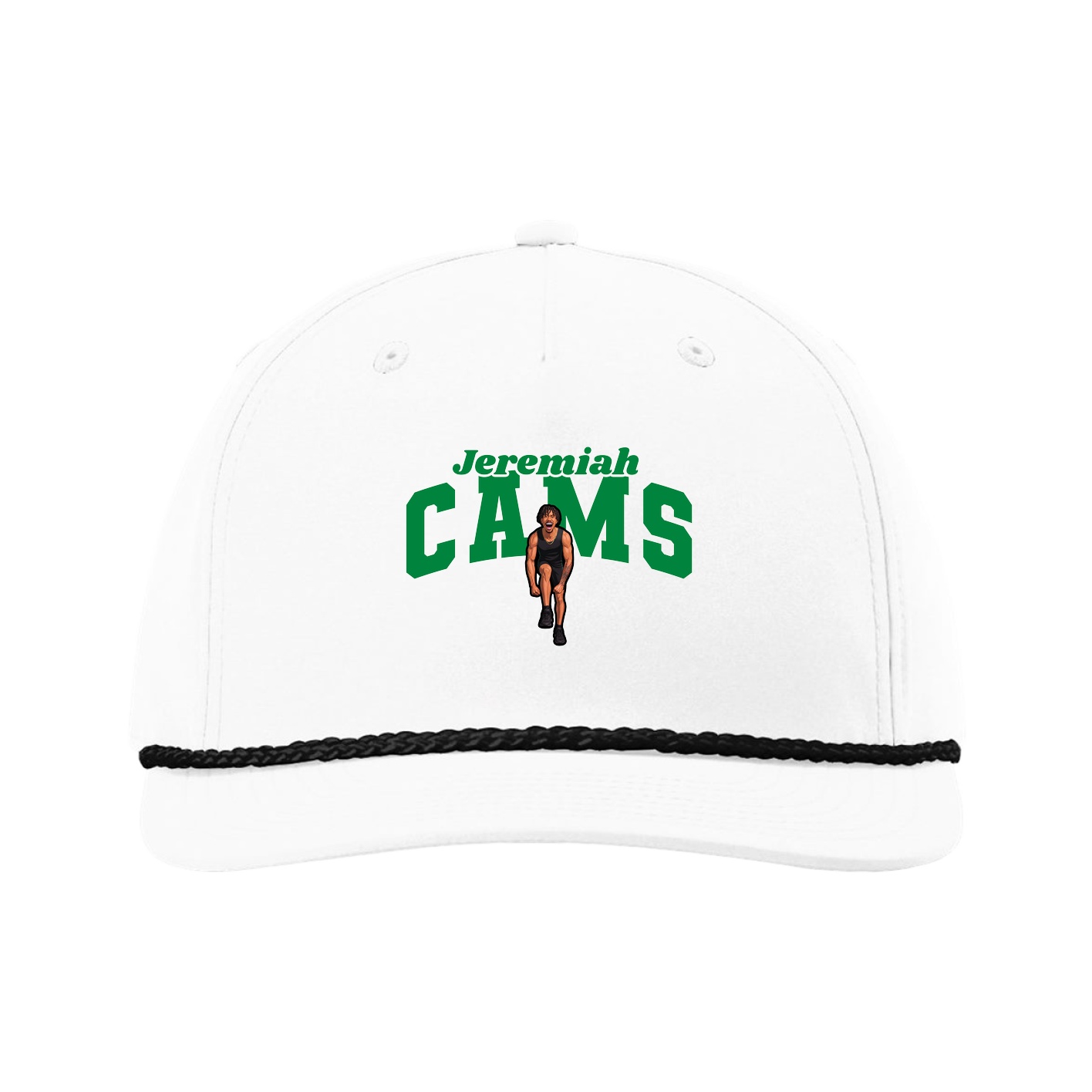 Five-Panel Classic Rope Cap — Signature Arch in White