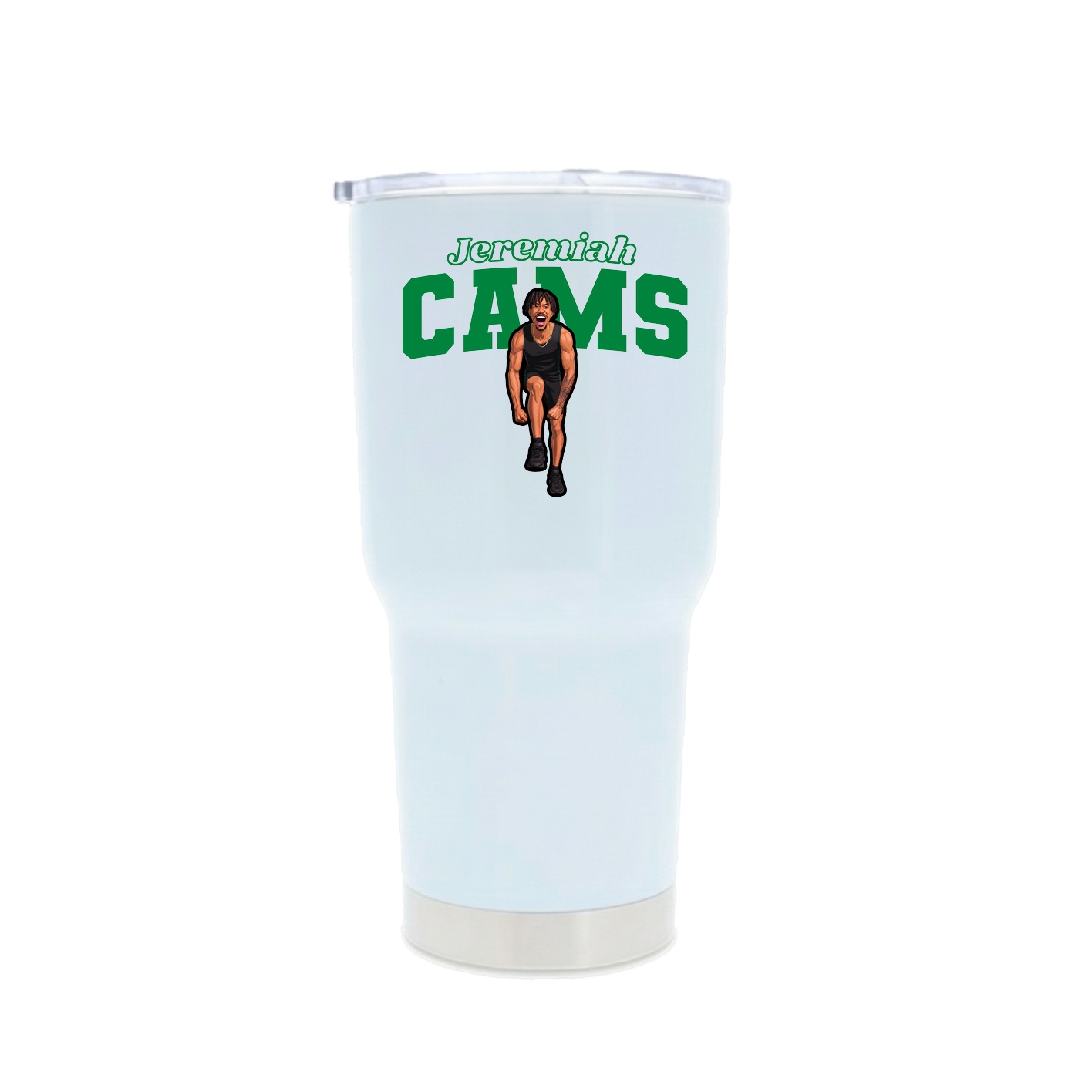30oz Stainless Steel Tumbler — Name Arch in White