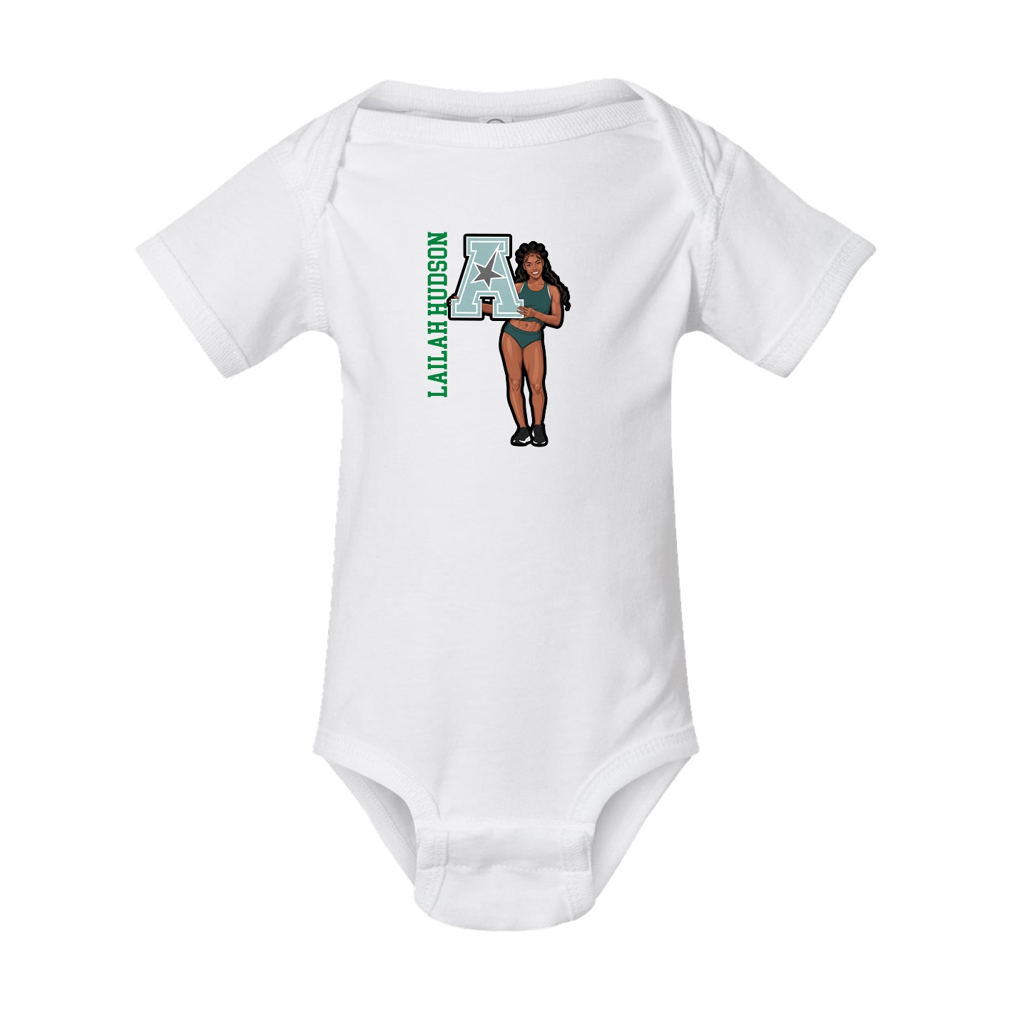 Baby Onesie — Name Vertical in White