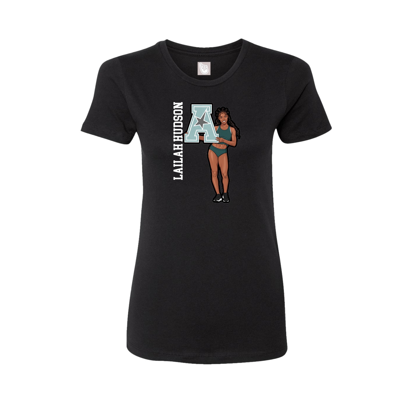 Womens Tee — Name Vertical in Black