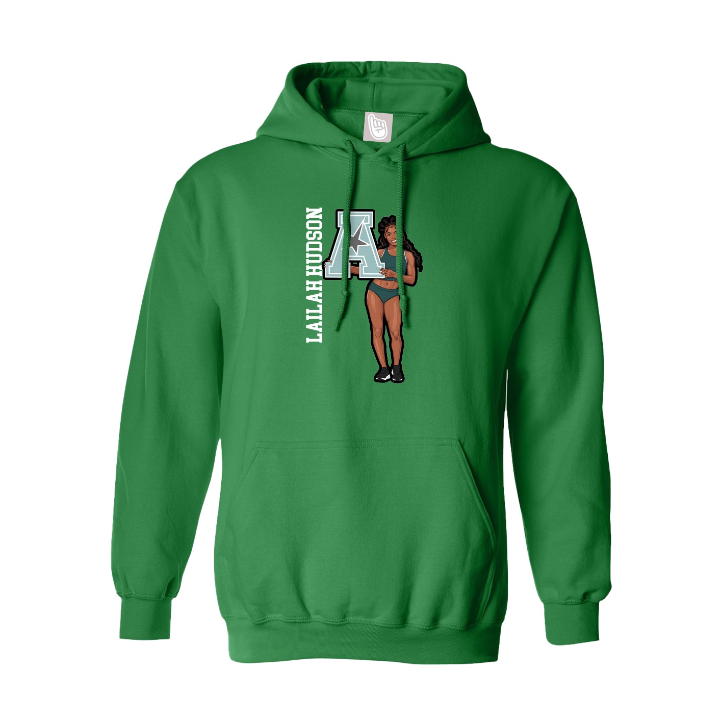 Youth Hoodie — Name Vertical in Green