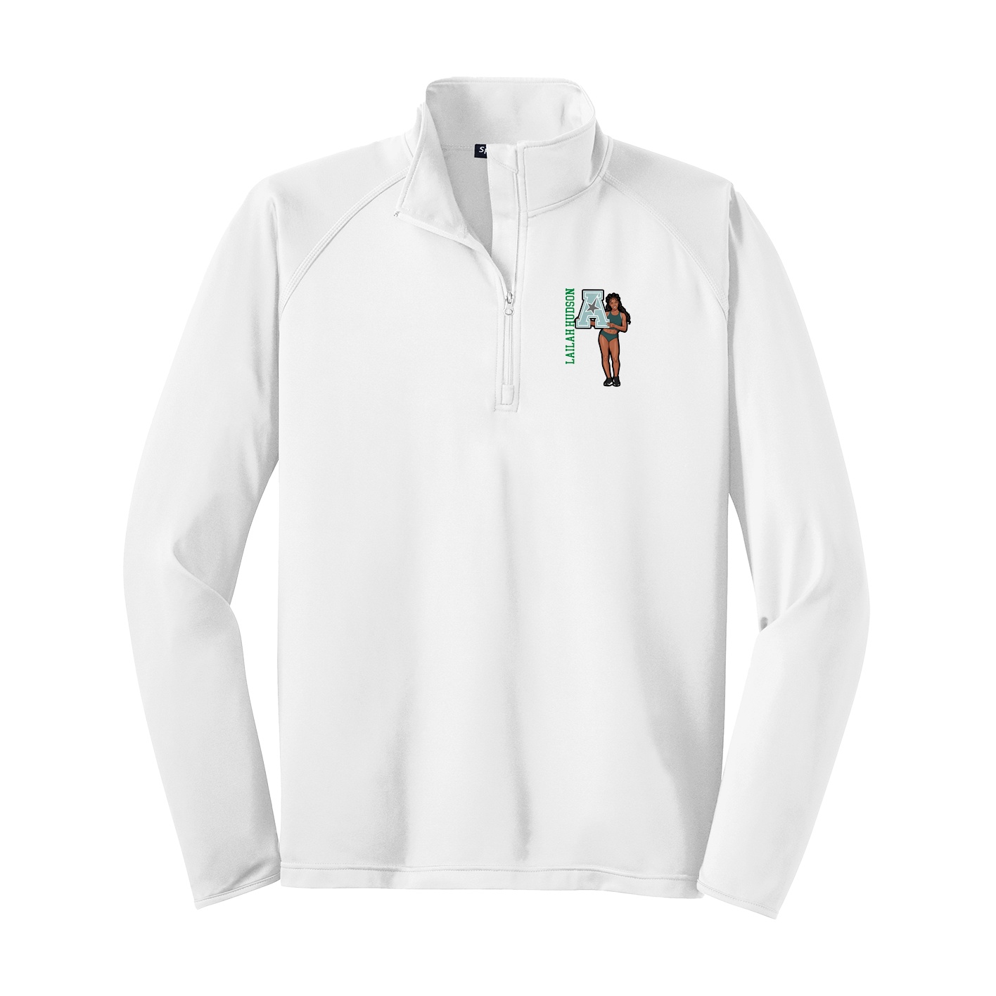Q-Zip Pullover — Name Vertical in White