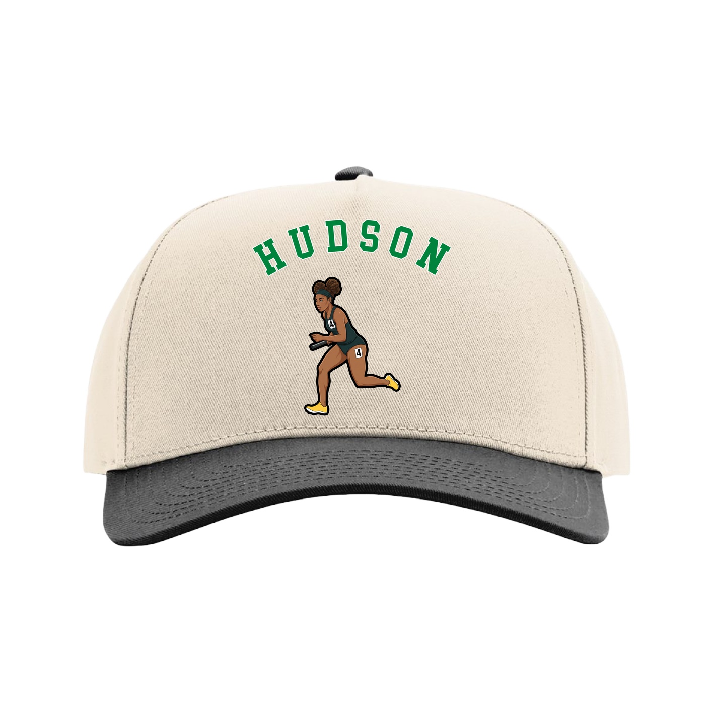 Full Fabric Five-Panel Champ Cap — Shirsey Arch in Cream/Black