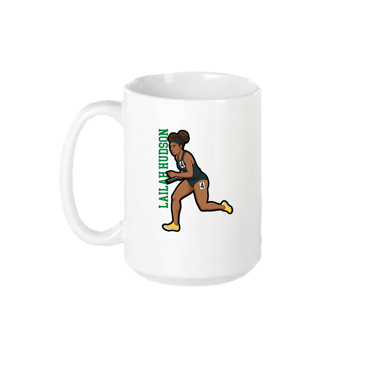 15oz Coffee Mug — Name Vertical in White