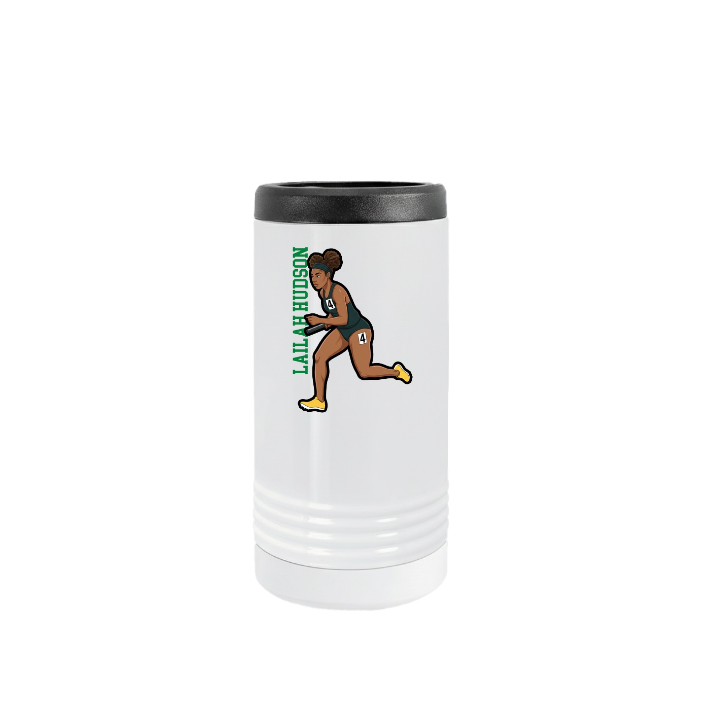 Slim Beverage Holder — Name Vertical in White
