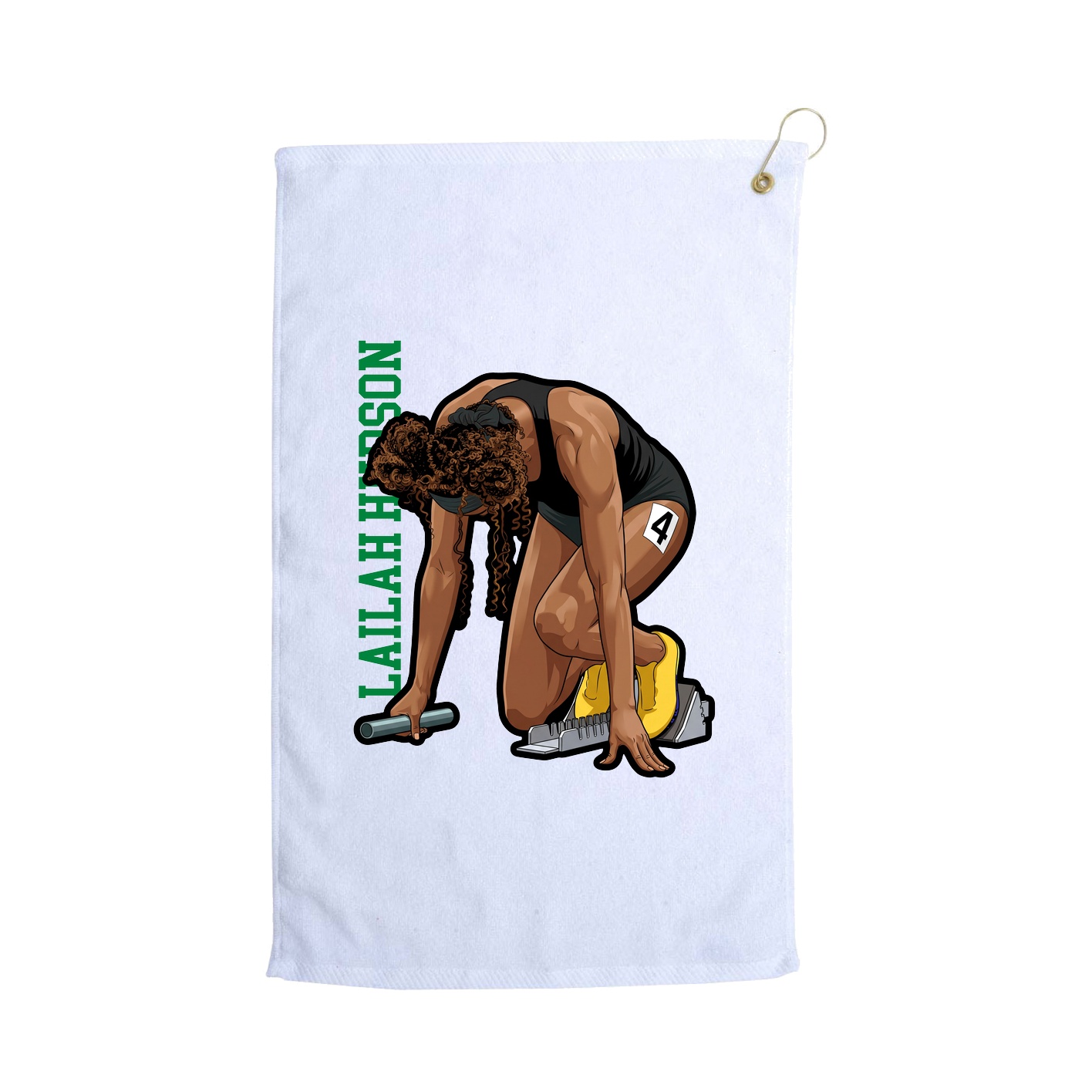 Golf Towel — Name Vertical in White