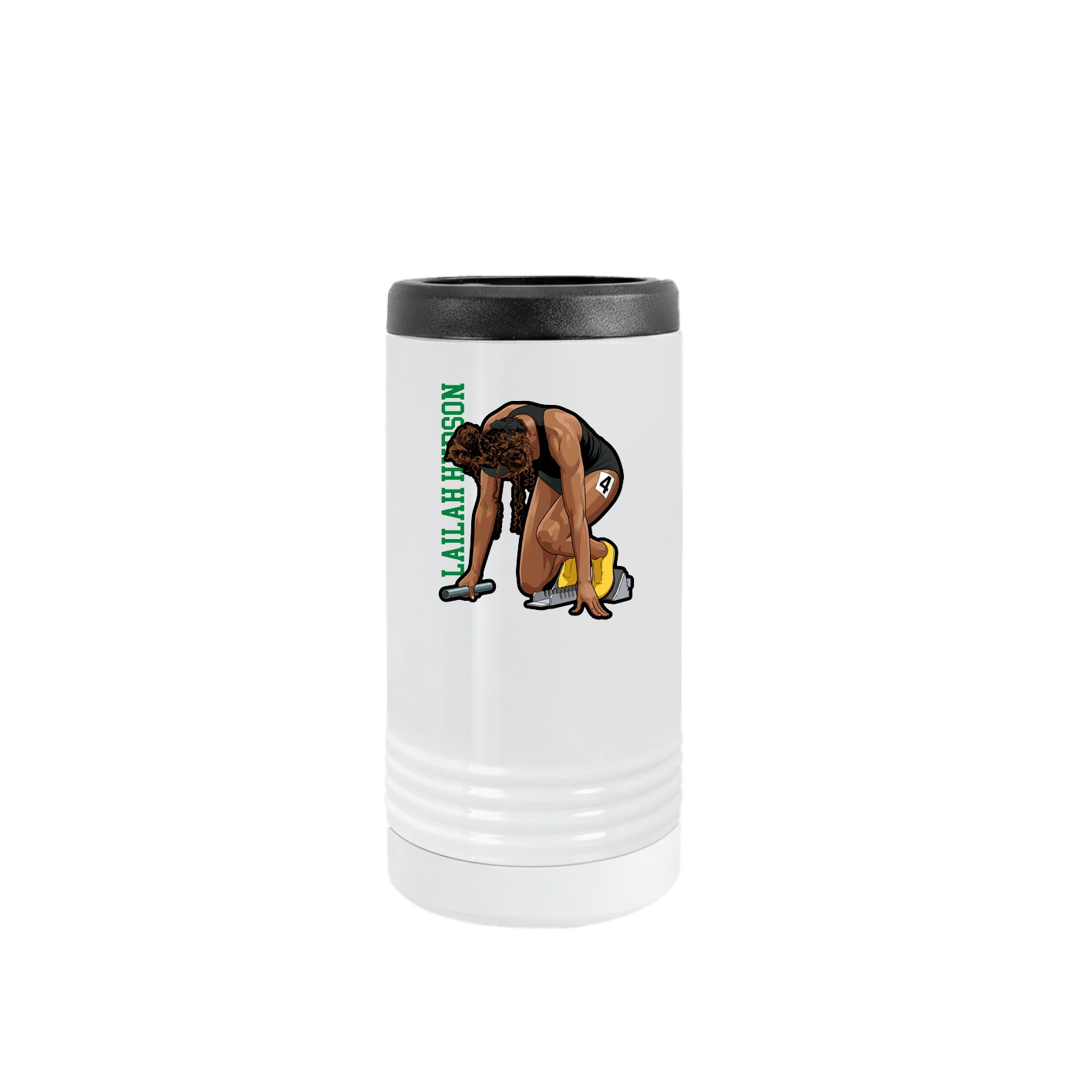 Slim Beverage Holder — Name Vertical in White