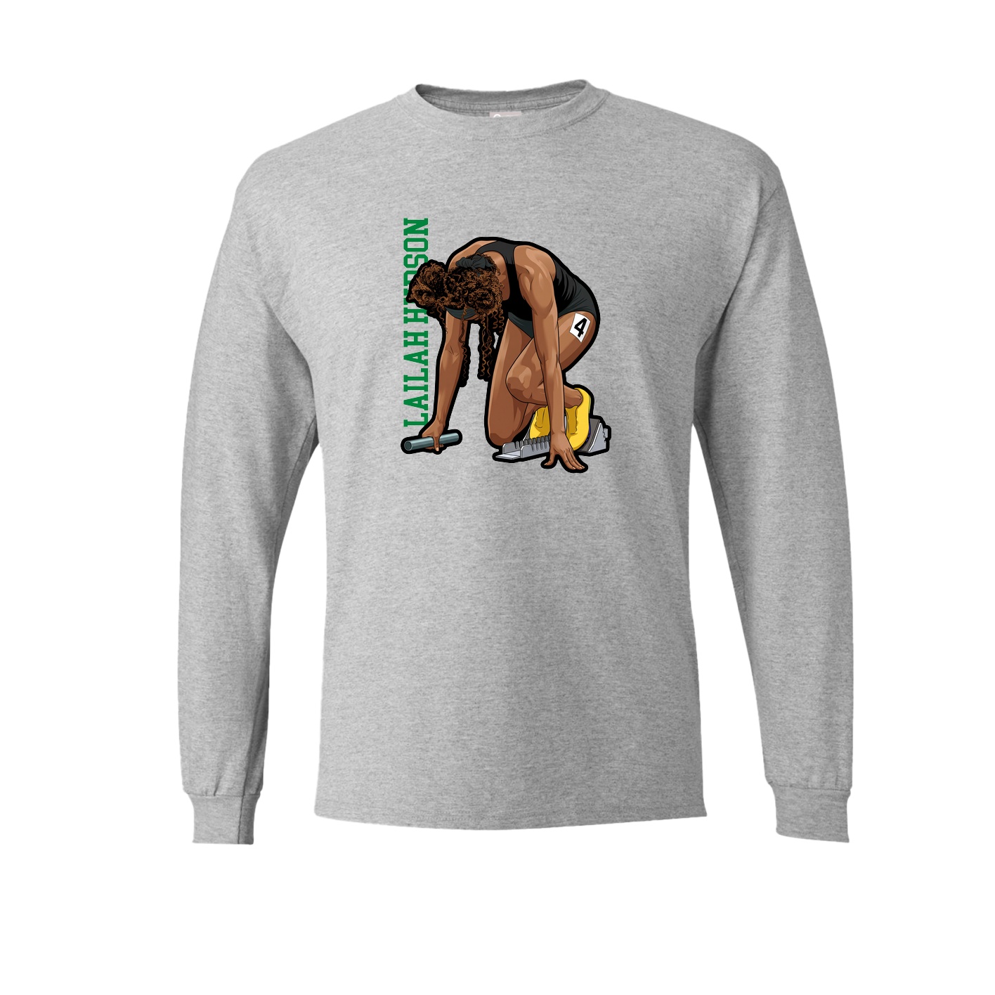 Long Sleeve Tee — Name Vertical in Grey