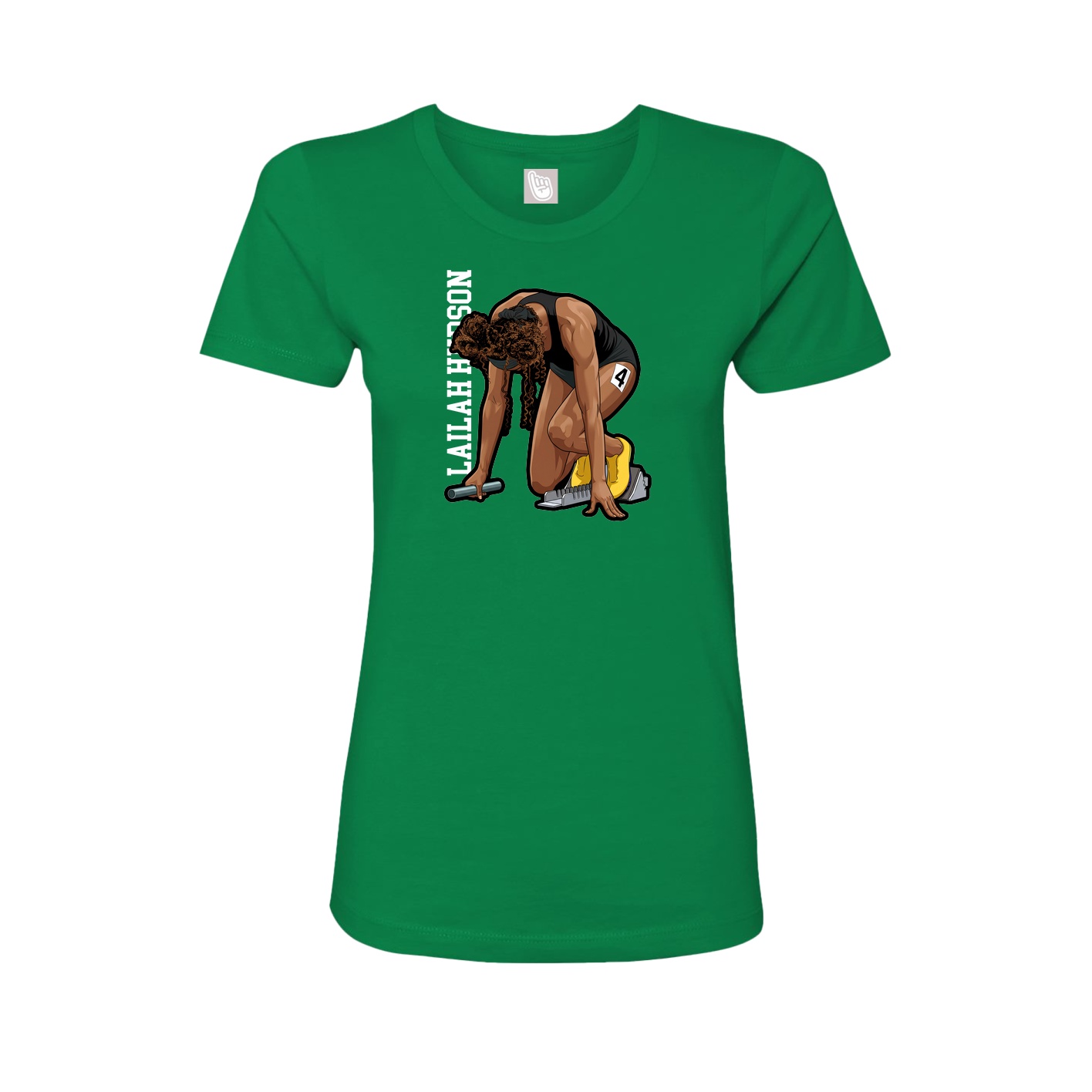 Womens Tee — Name Vertical in Green