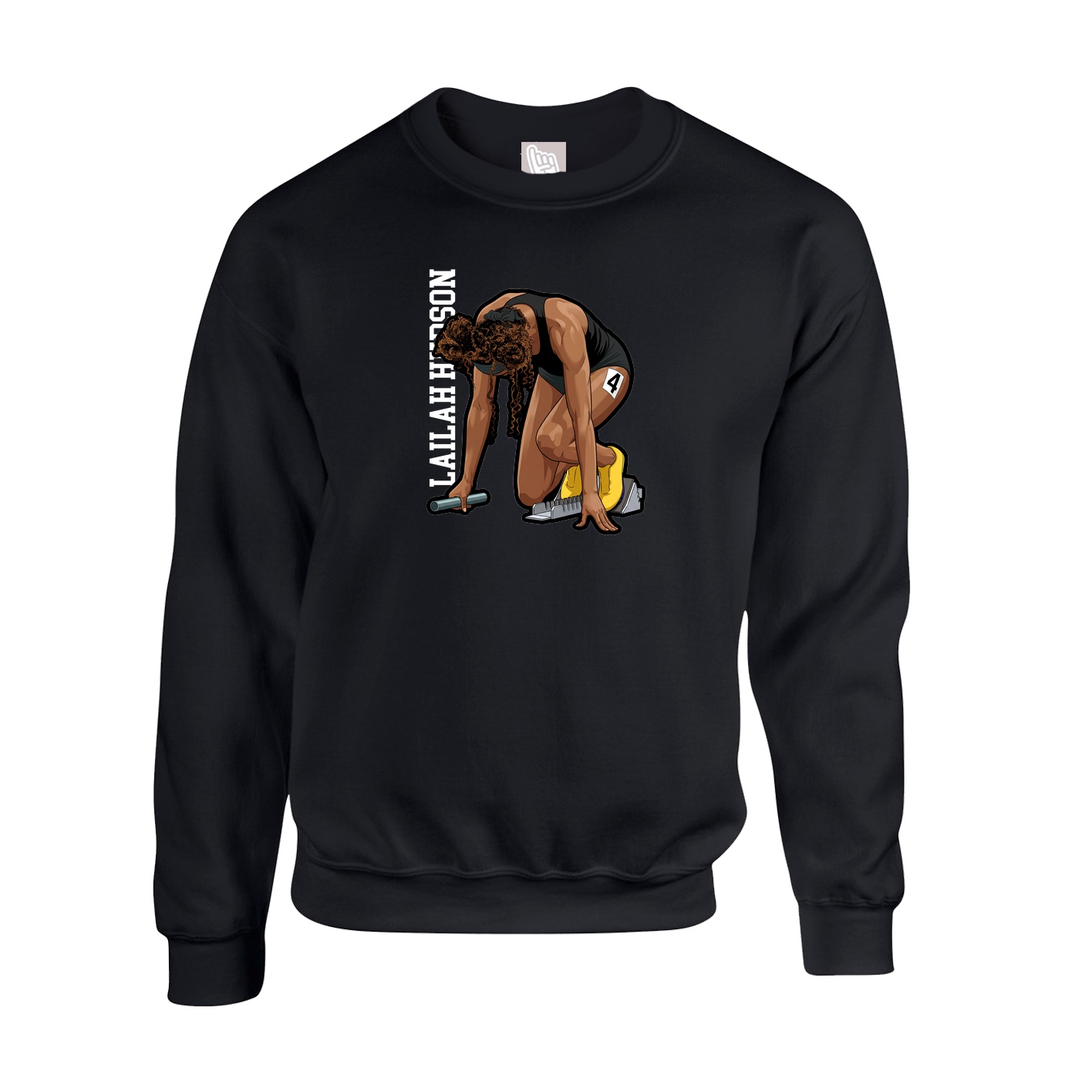 Fleece Crew — Name Vertical in Black