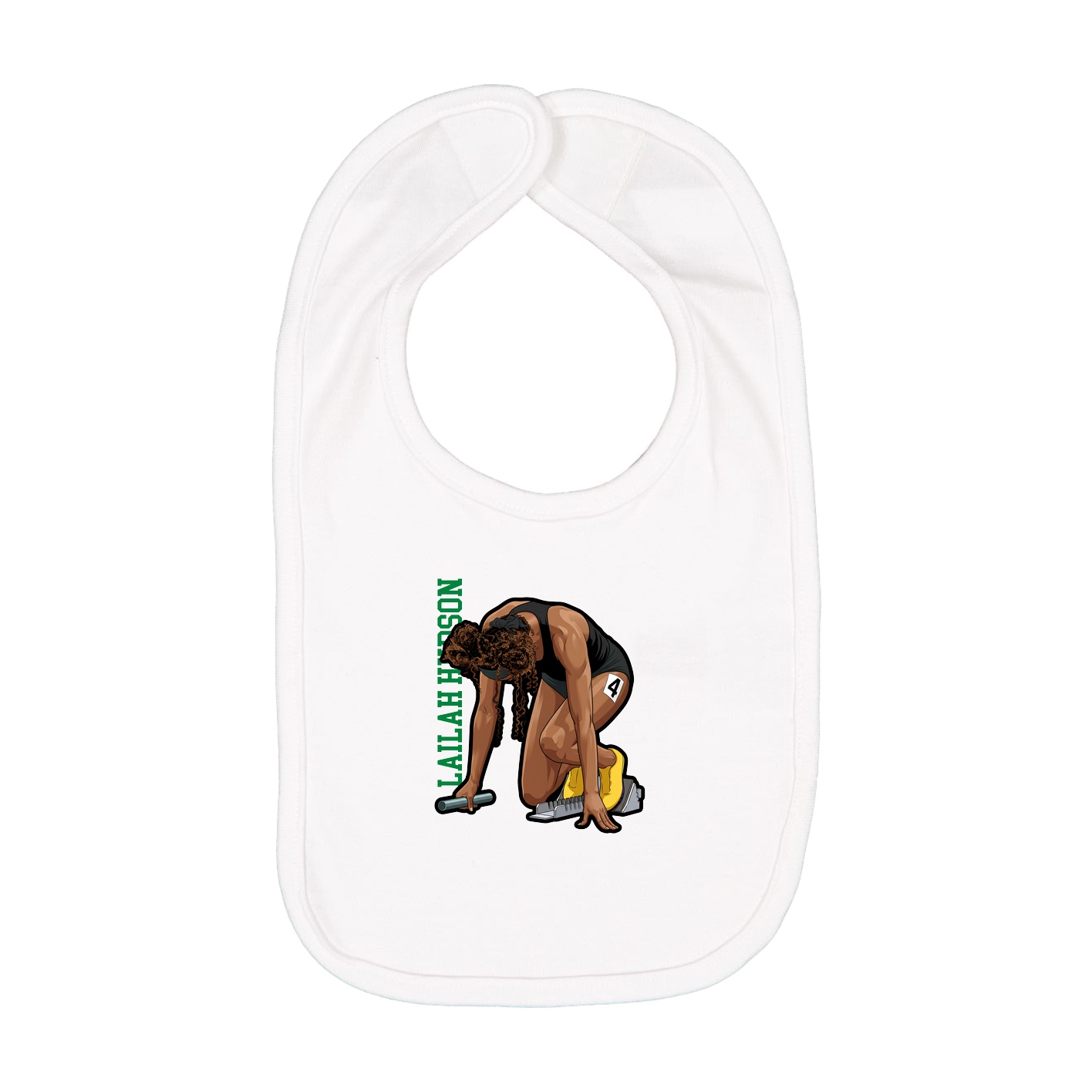 Infant Bib — Name Vertical in White