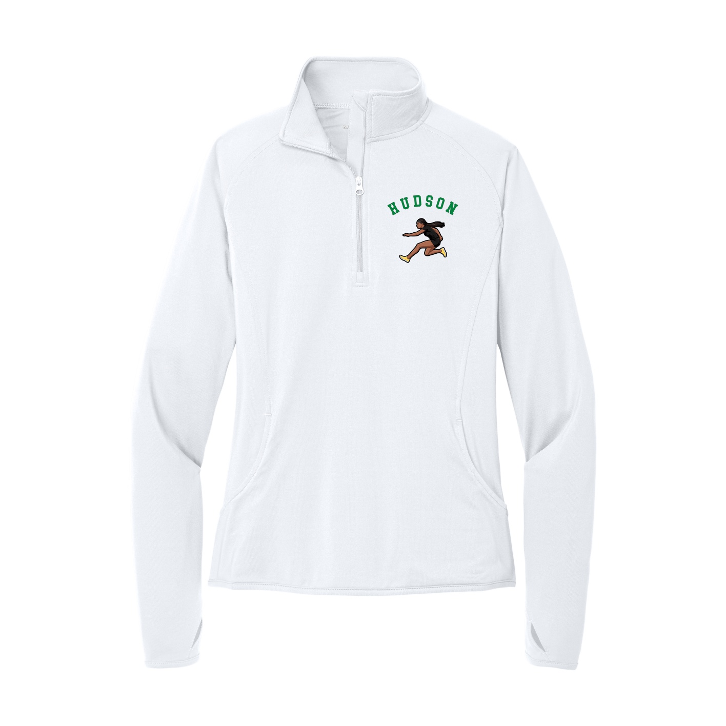 Women's Q-Zip Pullover — Shirsey Arch in White