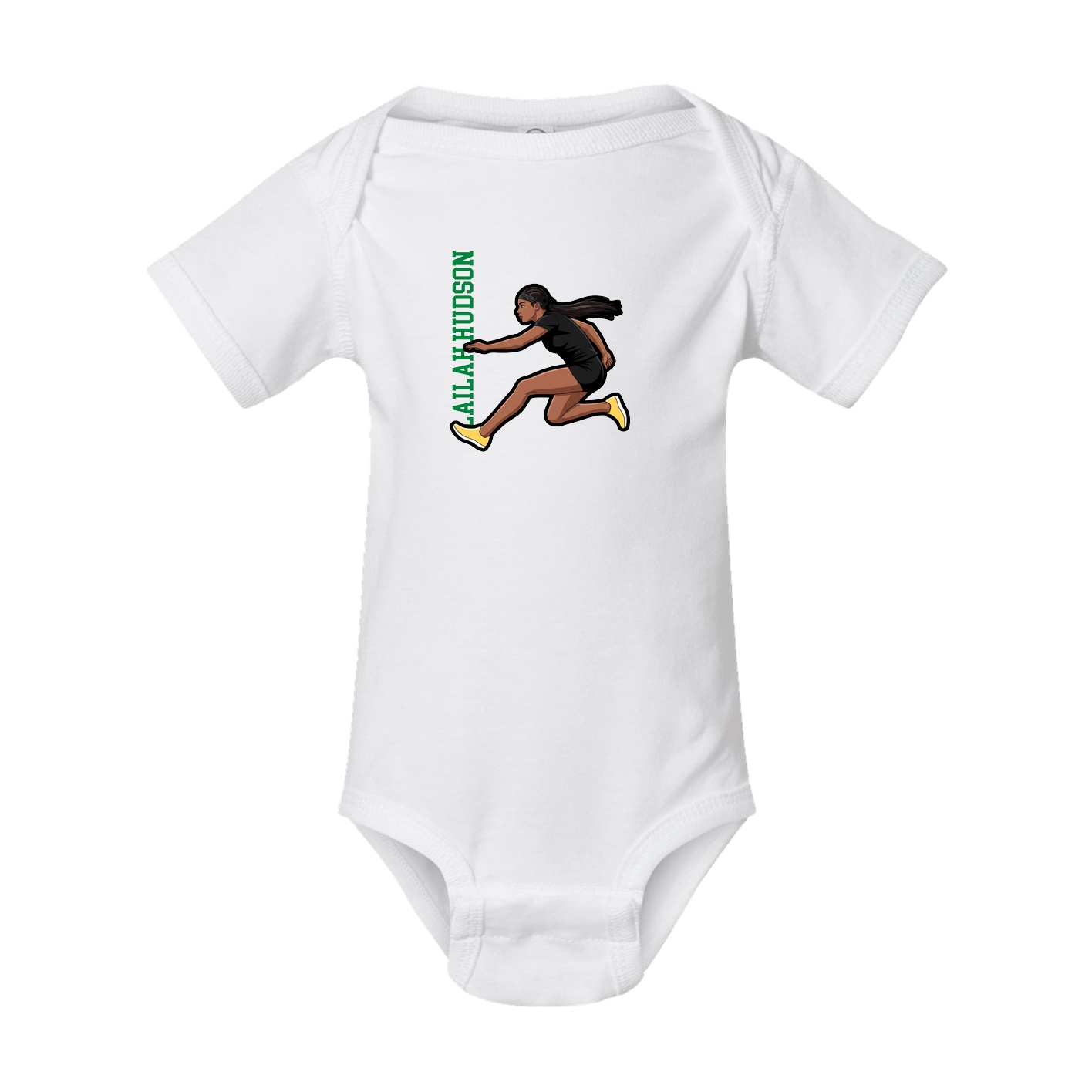 Baby Onesie — Name Vertical in White