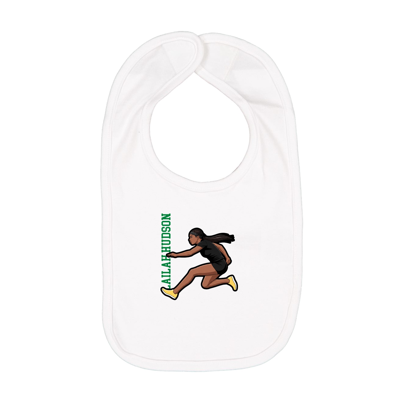 Infant Bib — Name Vertical in White