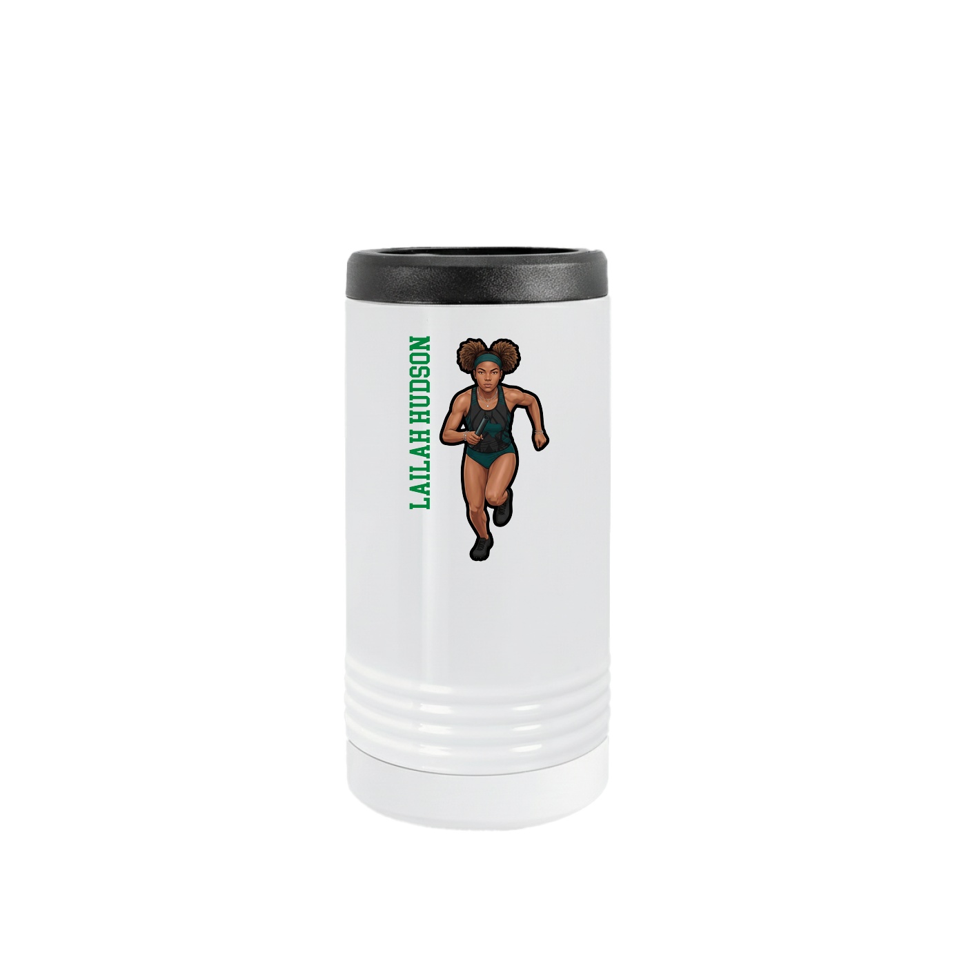 Slim Beverage Holder — Name Vertical in White