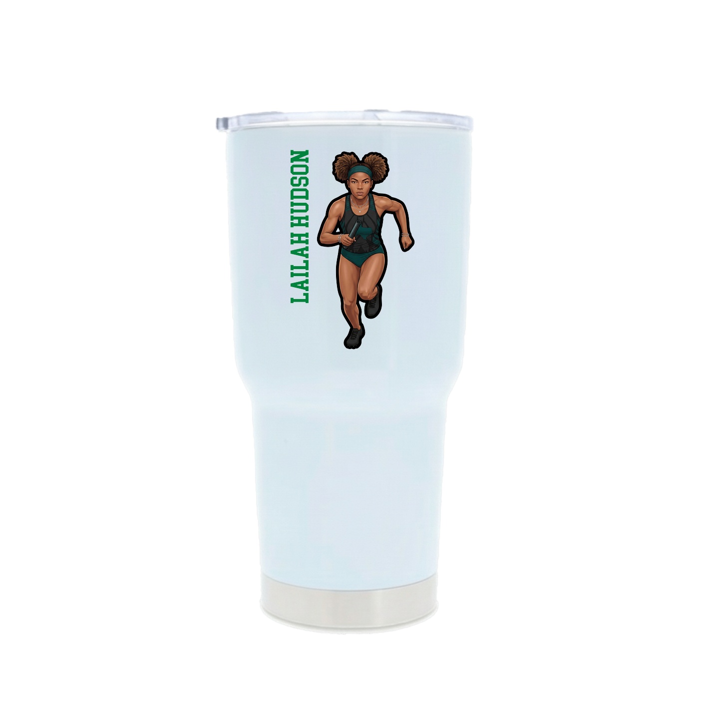 30oz Stainless Steel Tumbler — Name Vertical in White