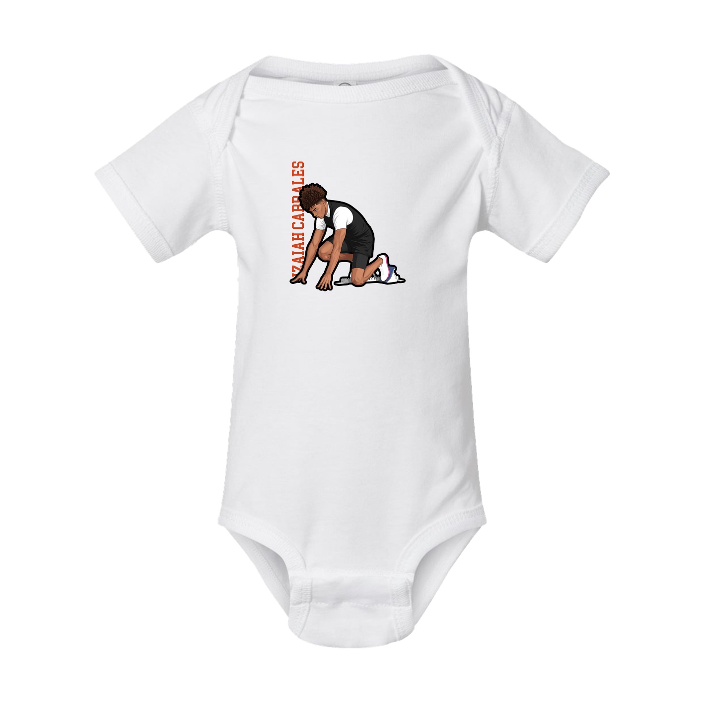 Baby Onesie — Name Vertical in White