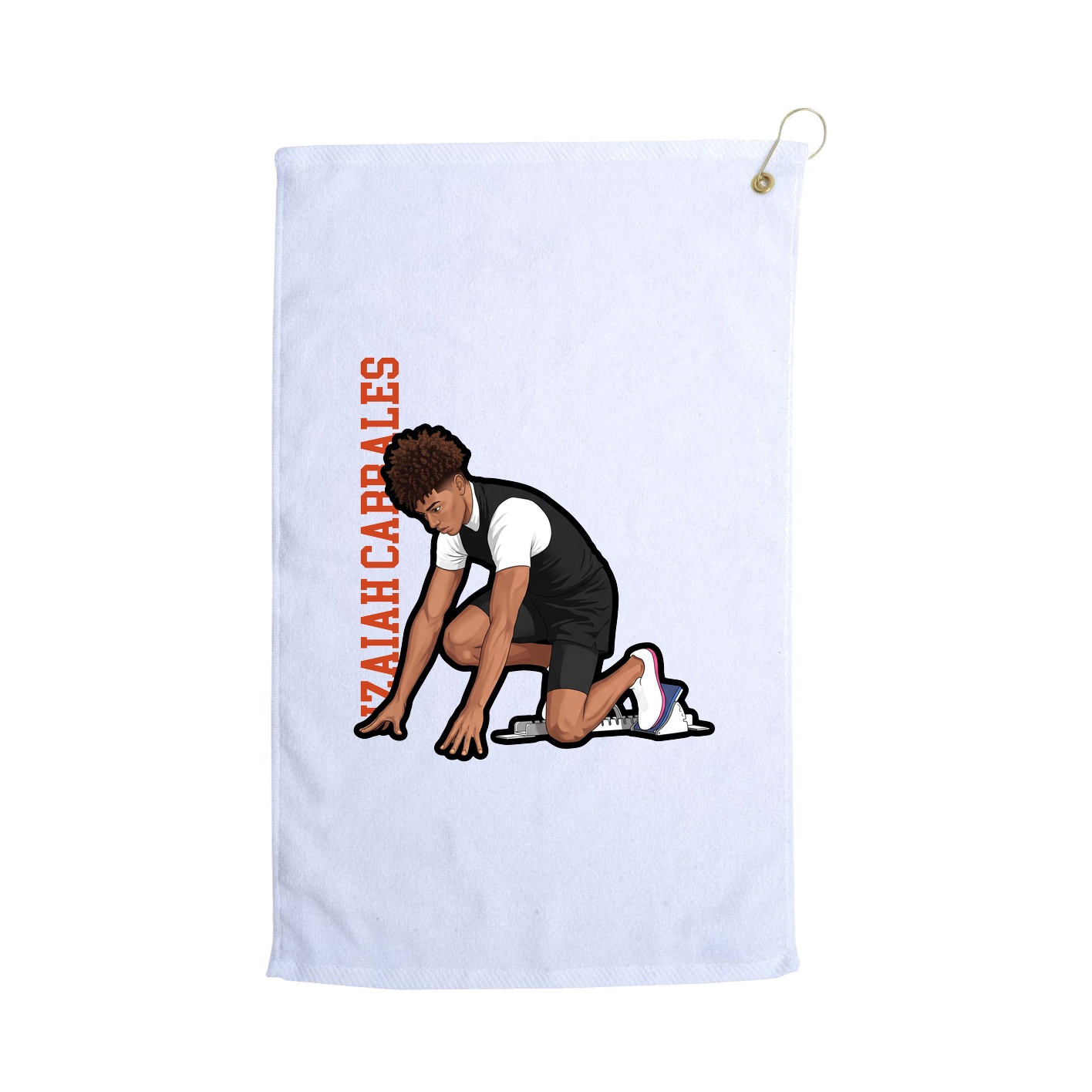 Golf Towel — Name Vertical in White