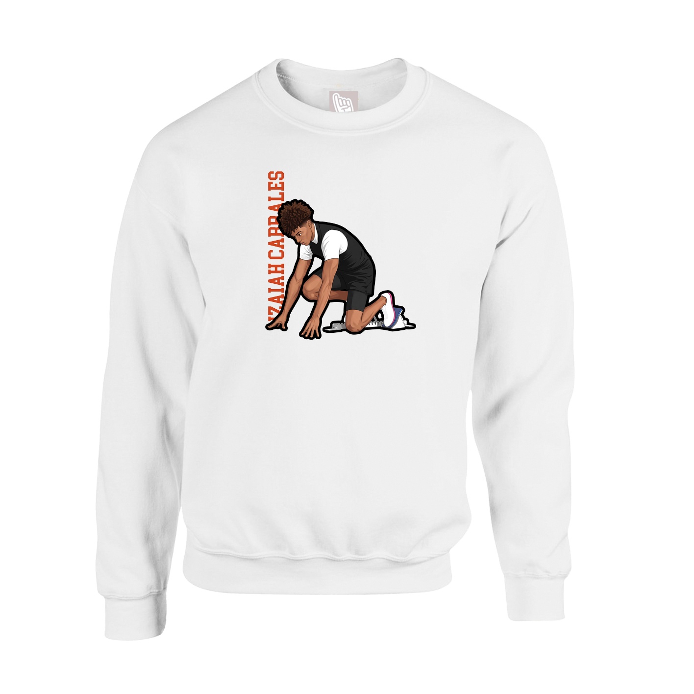 Fleece Crew — Name Vertical in White