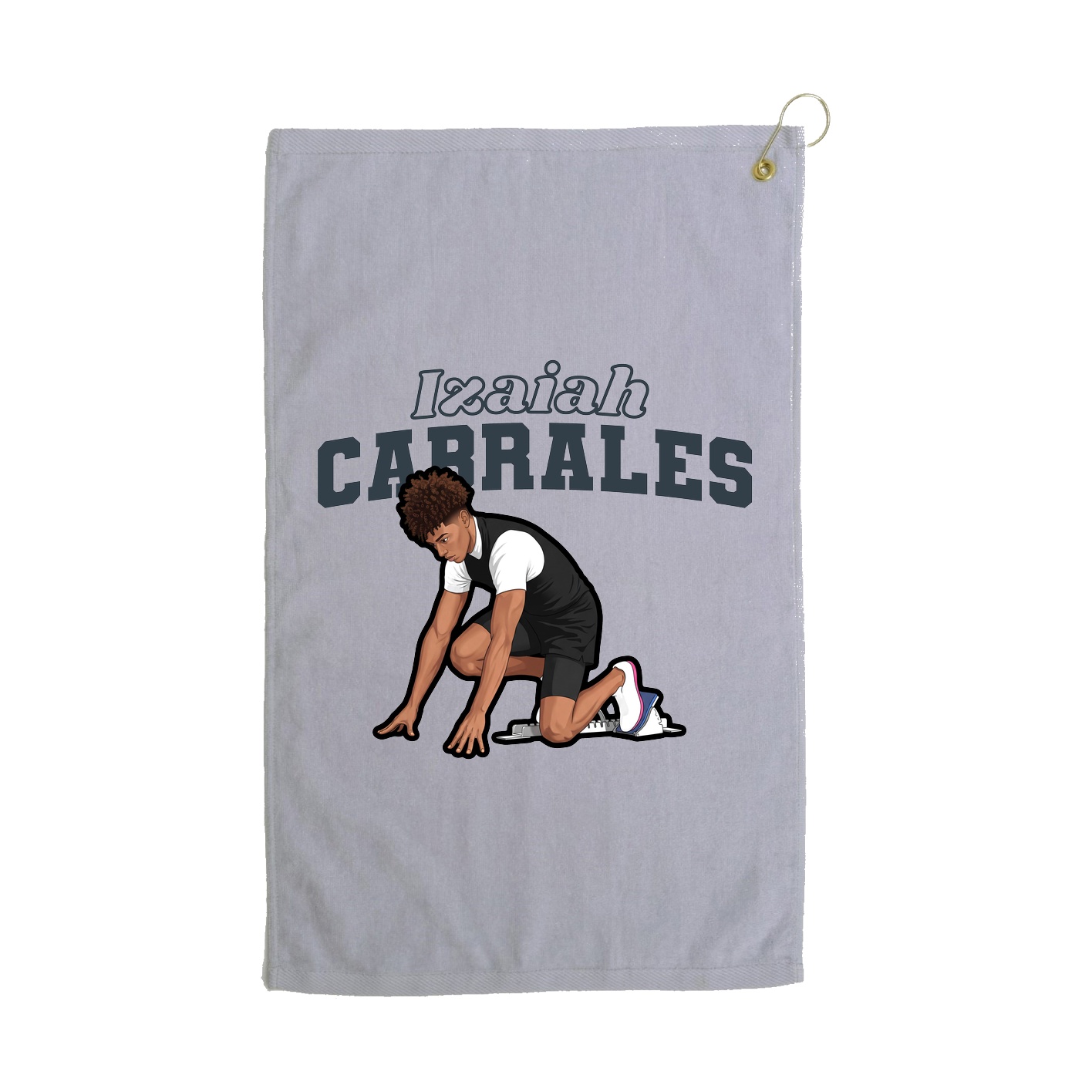 Golf Towel — Name Arch in Grey