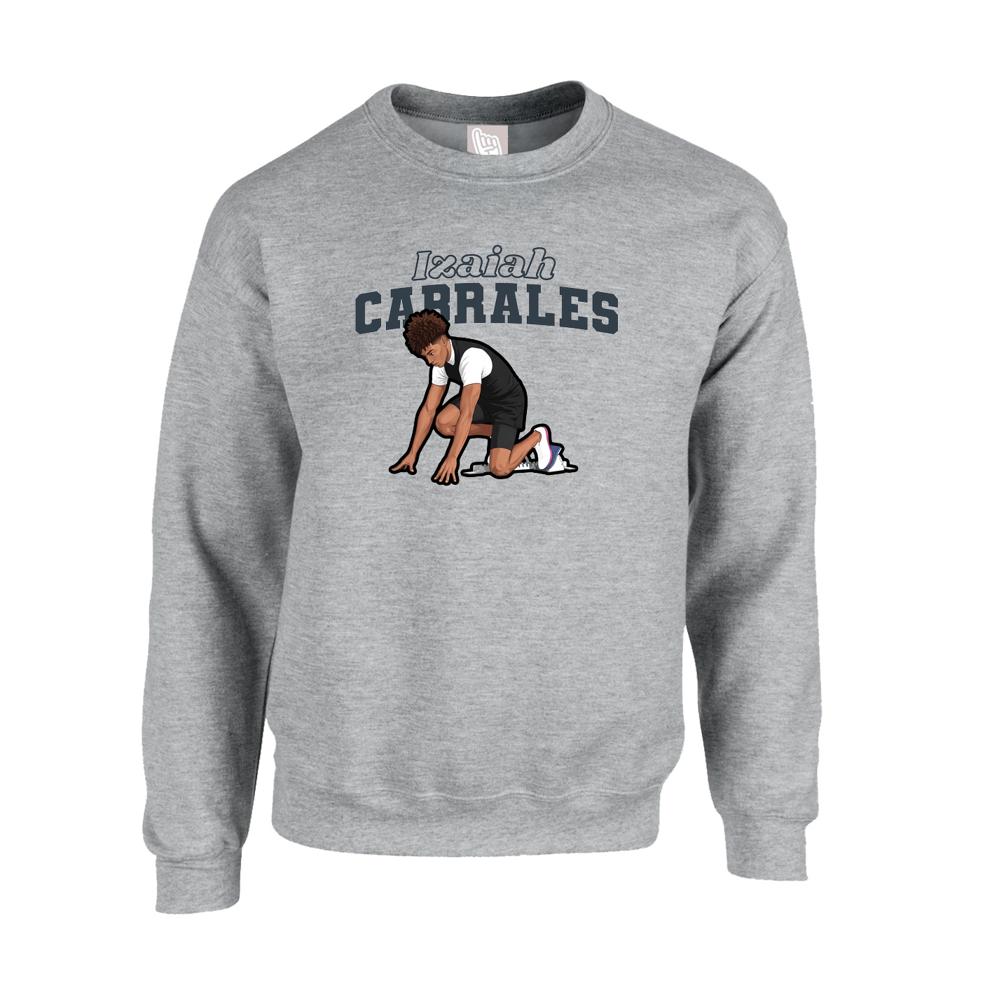 Fleece Crew — Name Arch in Grey