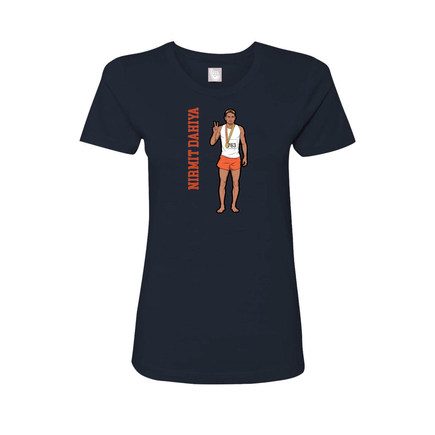 Fitted Women's Tee — Name Vertical in Navy