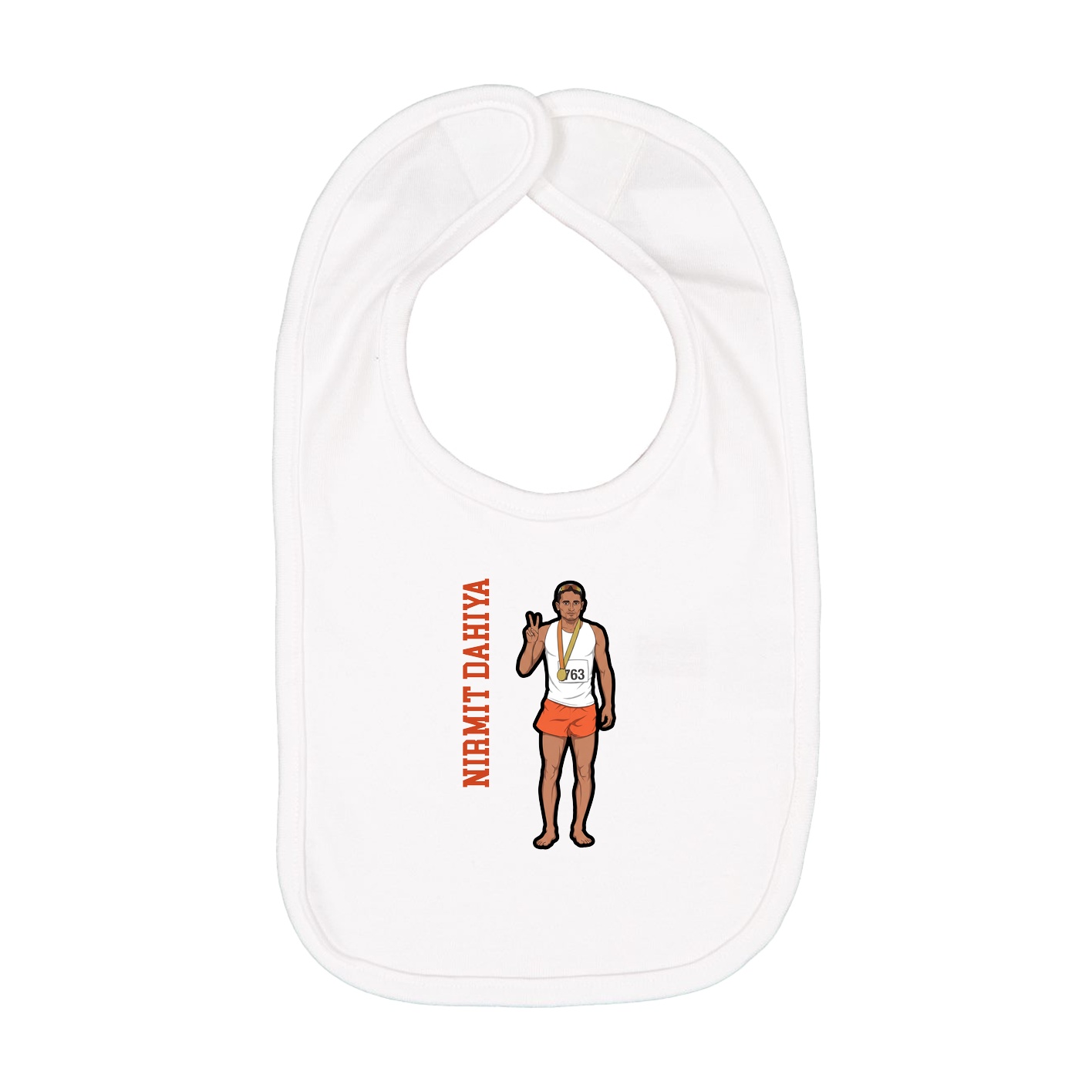 Infant Bib — Name Vertical in White