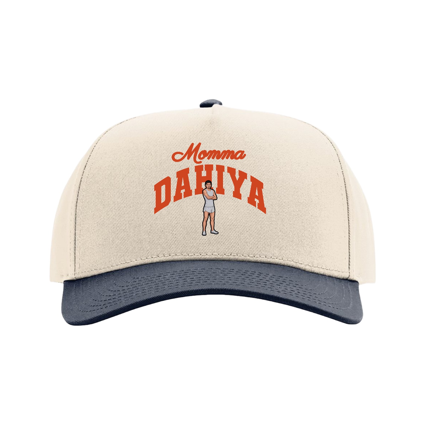 Full Fabric Five-Panel Champ Cap — Mothers Day Arch in Cream/Navy