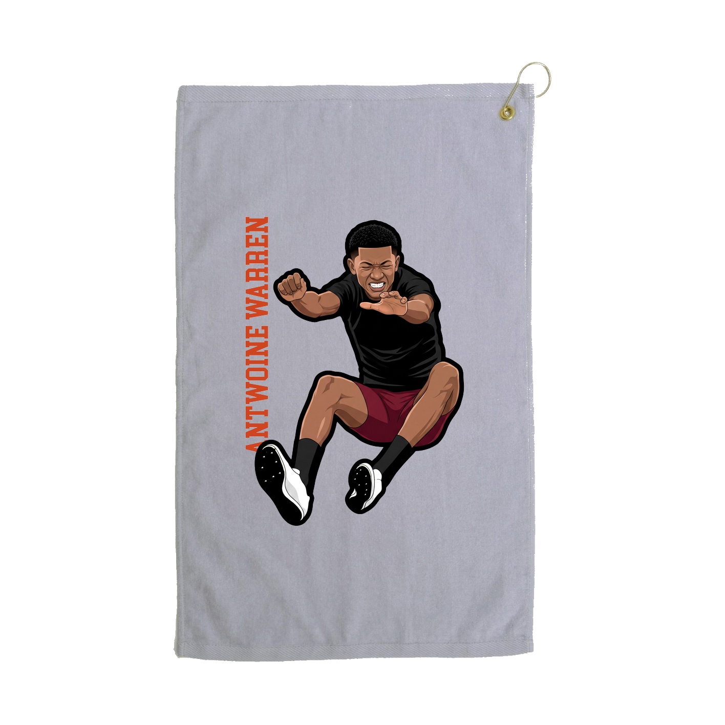 Golf Towel — Name Vertical in Grey