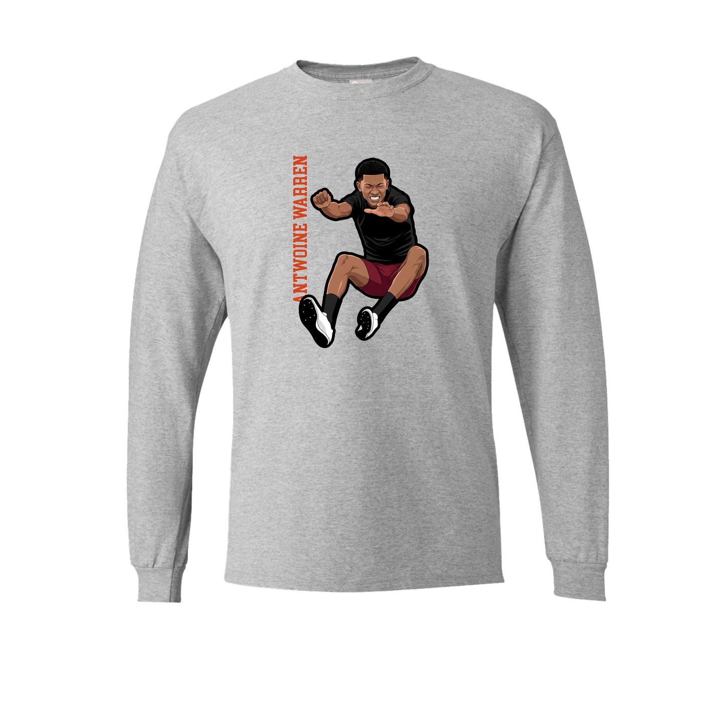 Long Sleeve Tee — Name Vertical in Grey