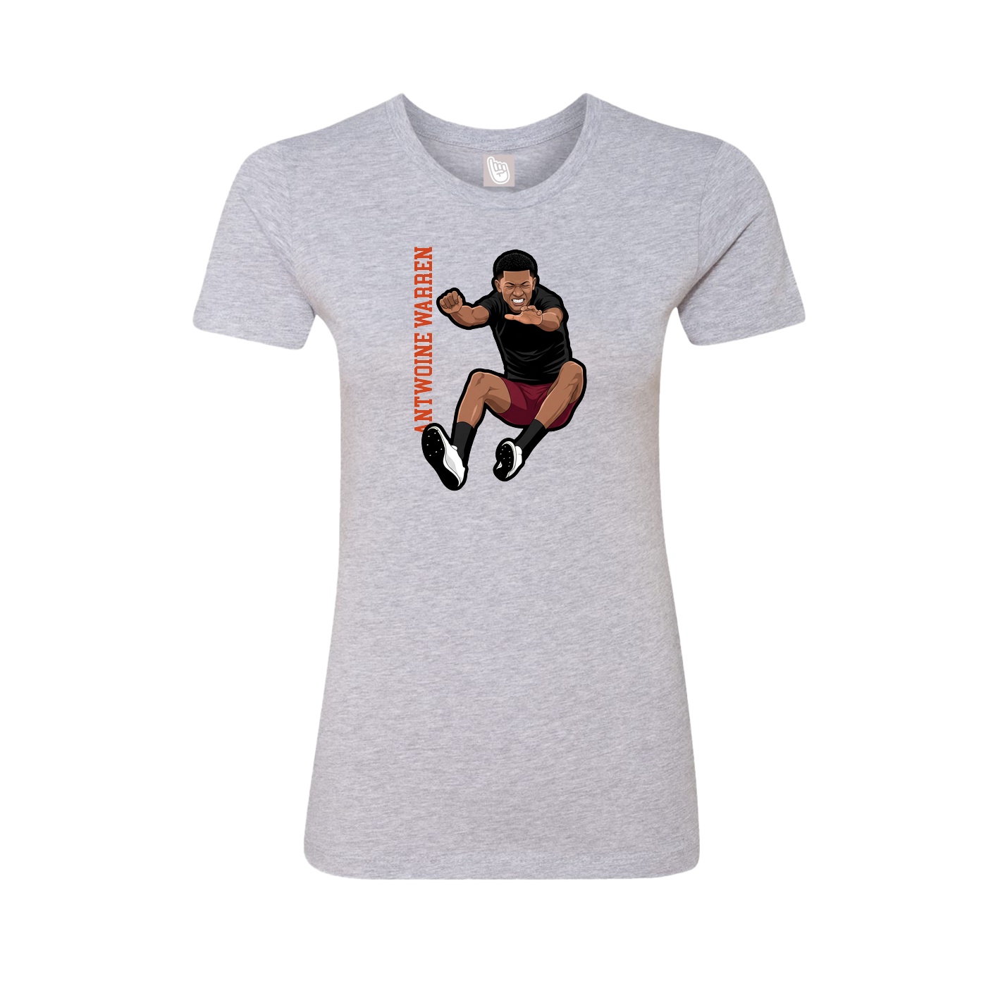 Womens Tee — Name Vertical in Grey