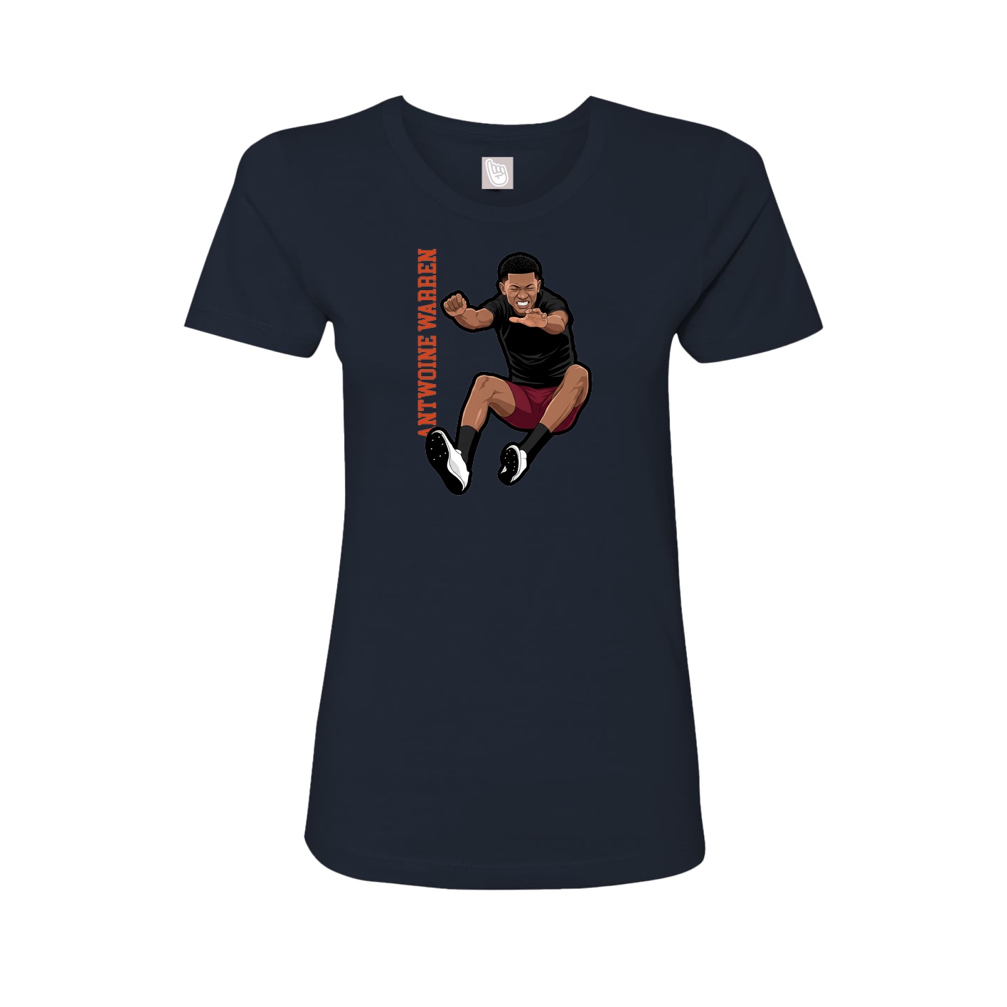 Fitted Women's Tee — Name Vertical in Navy