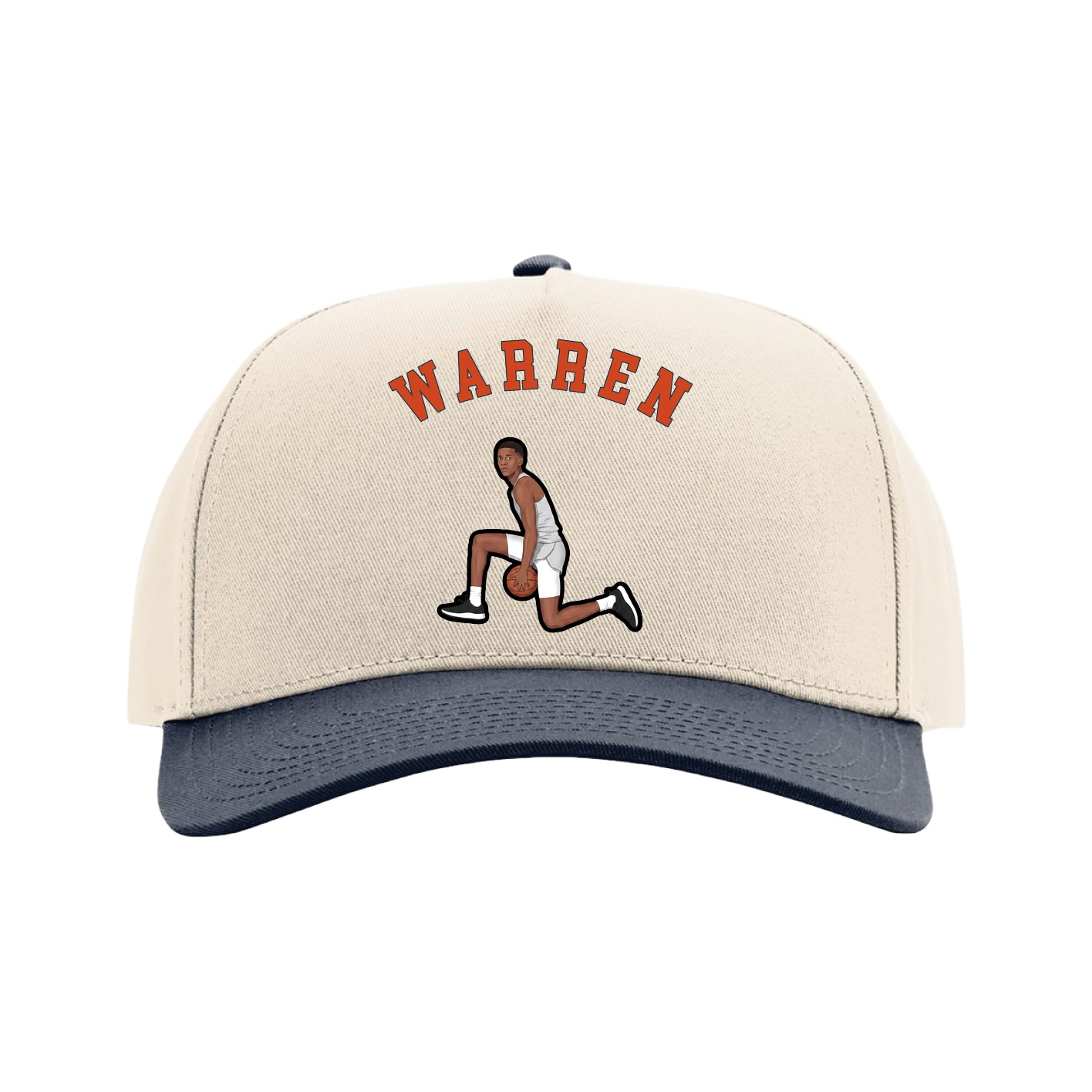 Full Fabric Five-Panel Champ Cap — Shirsey Arch in Cream/Navy