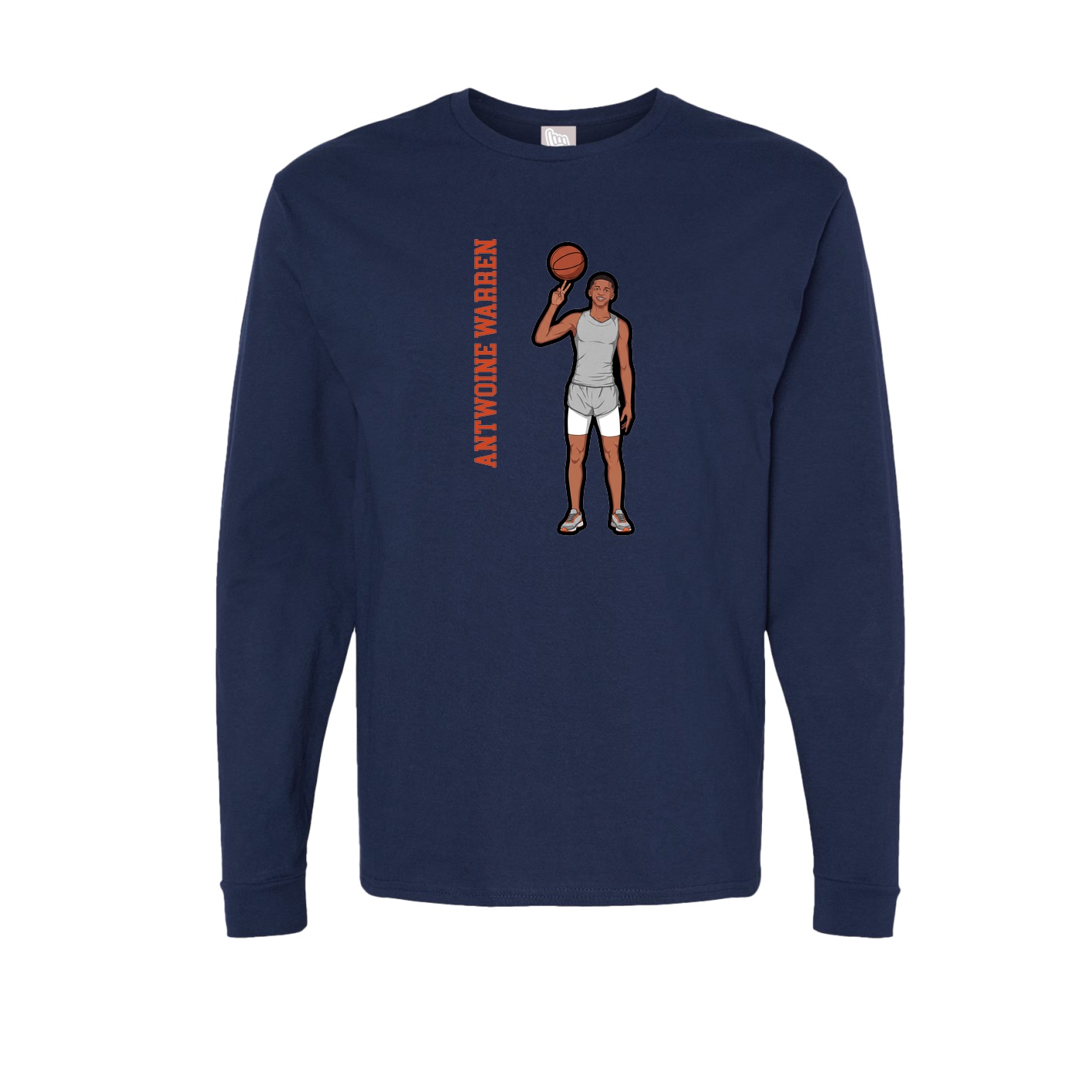 Long Sleeve Tee — Name Vertical in Navy