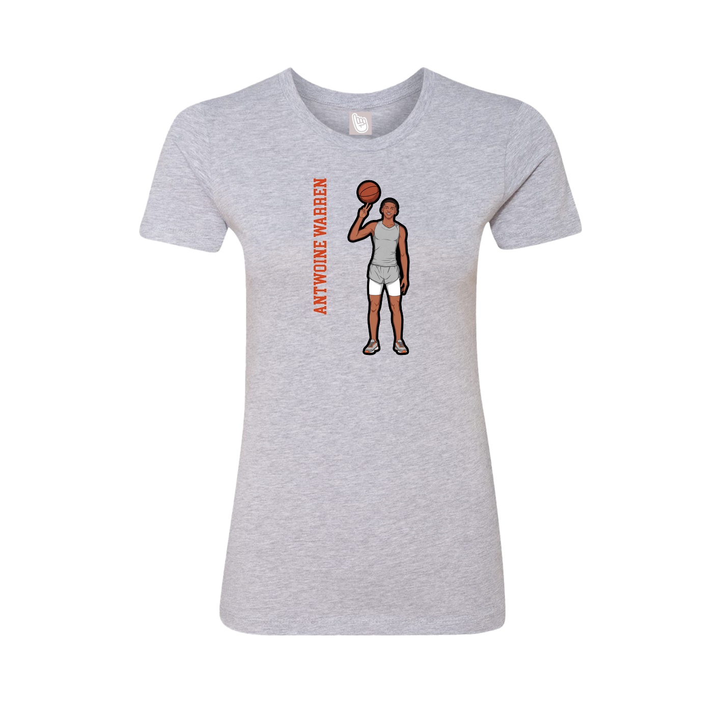 Fitted Women's Tee — Name Vertical in Grey