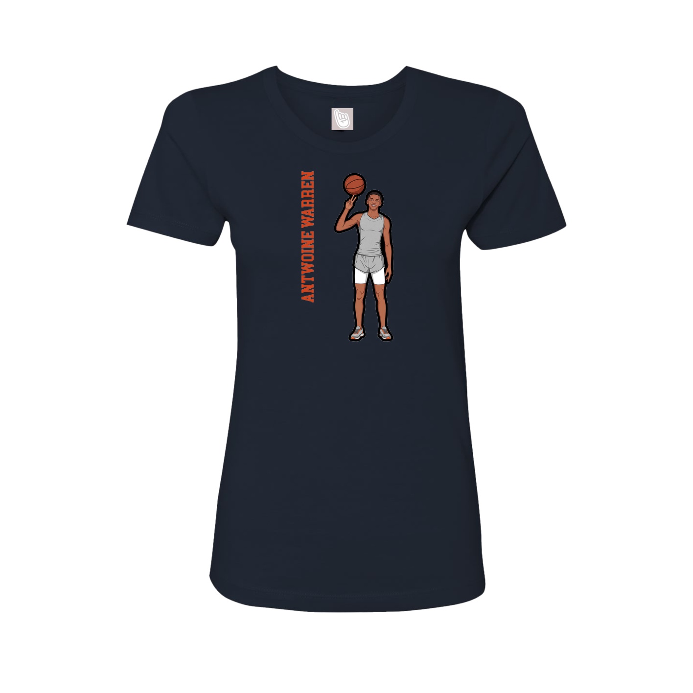 Womens Tee — Name Vertical in Navy