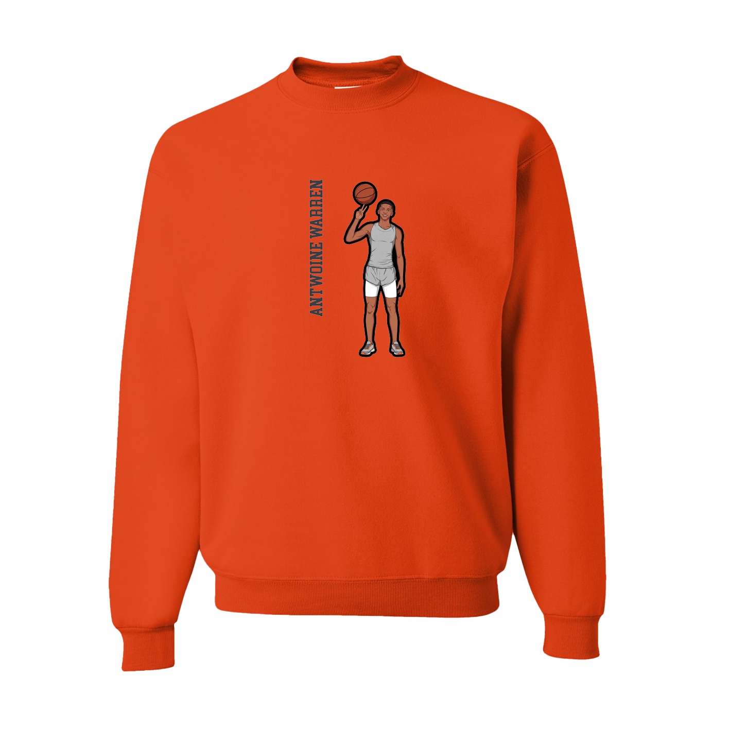 Fleece Crew — Name Vertical in Orange