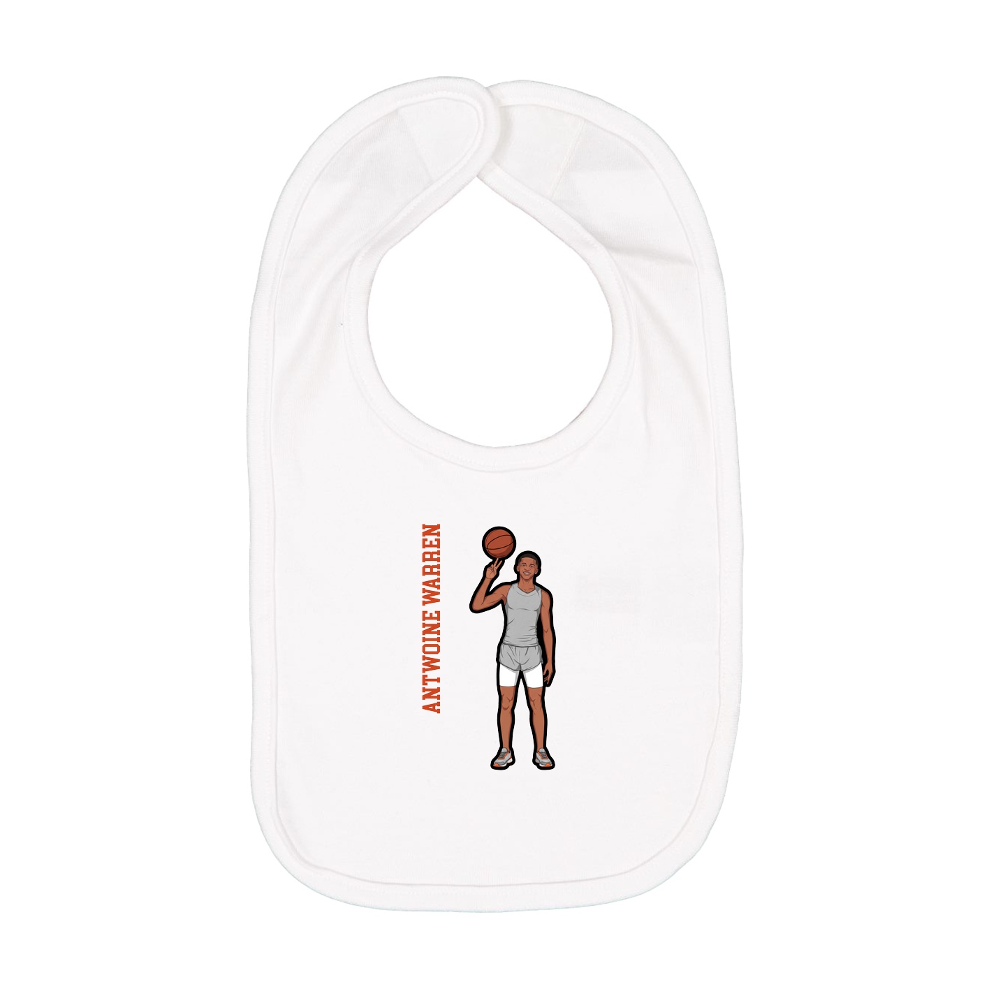 Infant Bib — Name Vertical in White