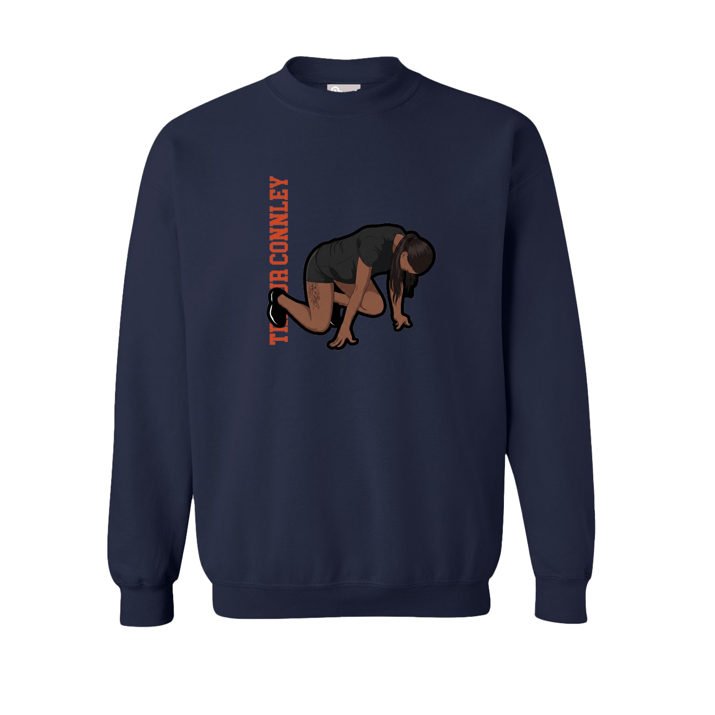 Fleece Crew — Name Vertical in Navy