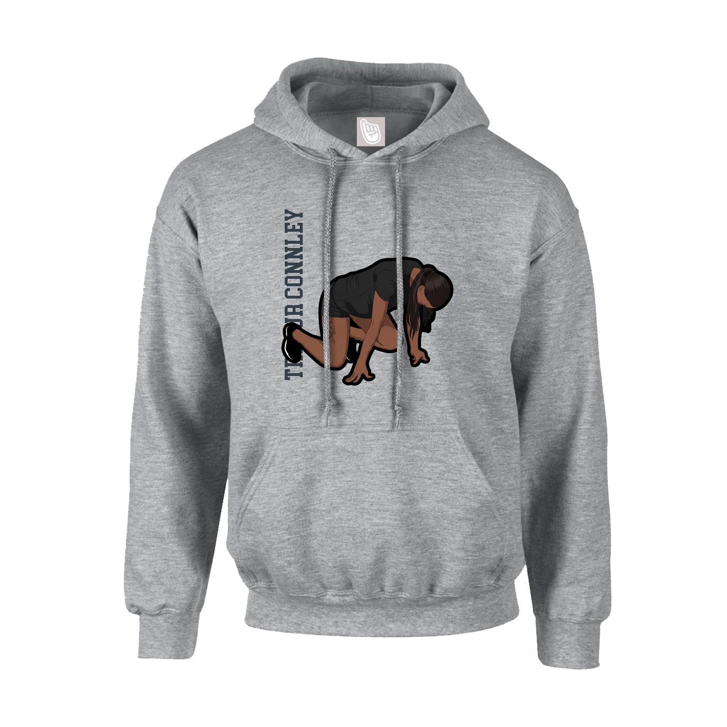 Youth Hoodie — Name Vertical in Grey