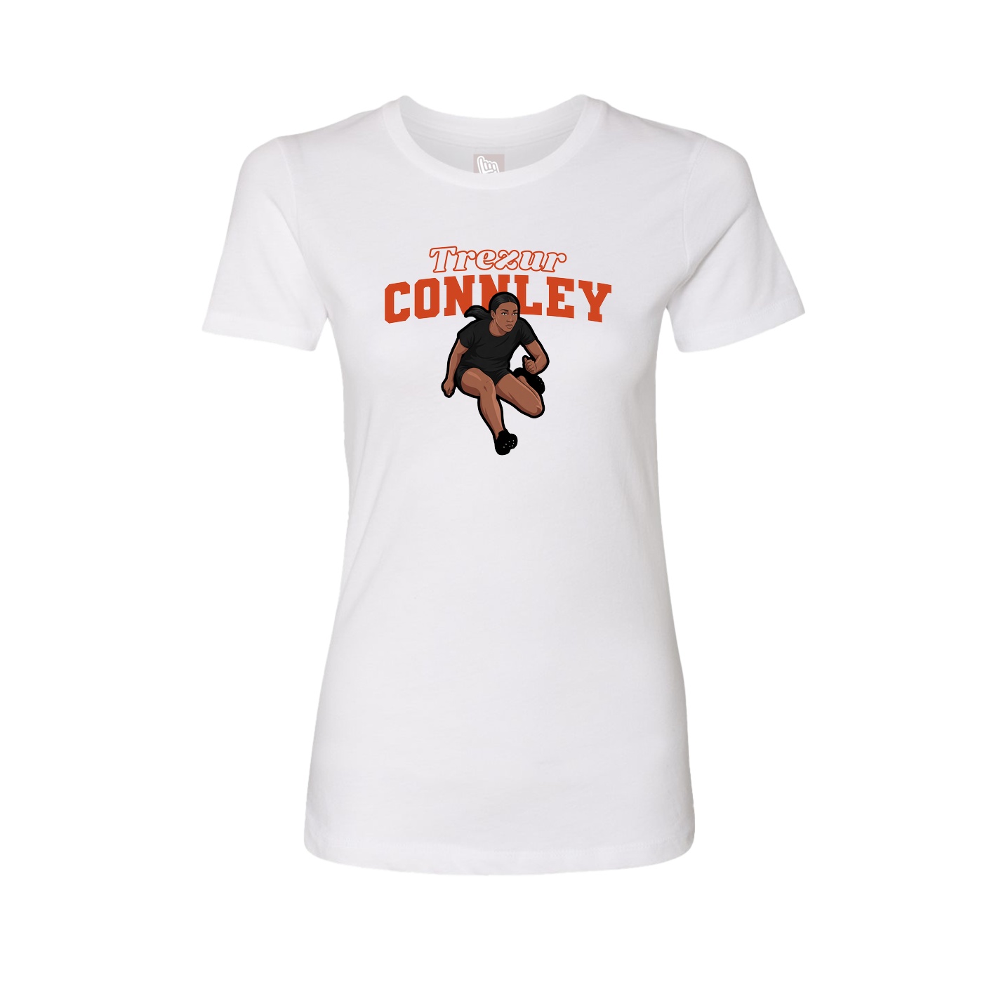 Womens Tee — Name Arch in White