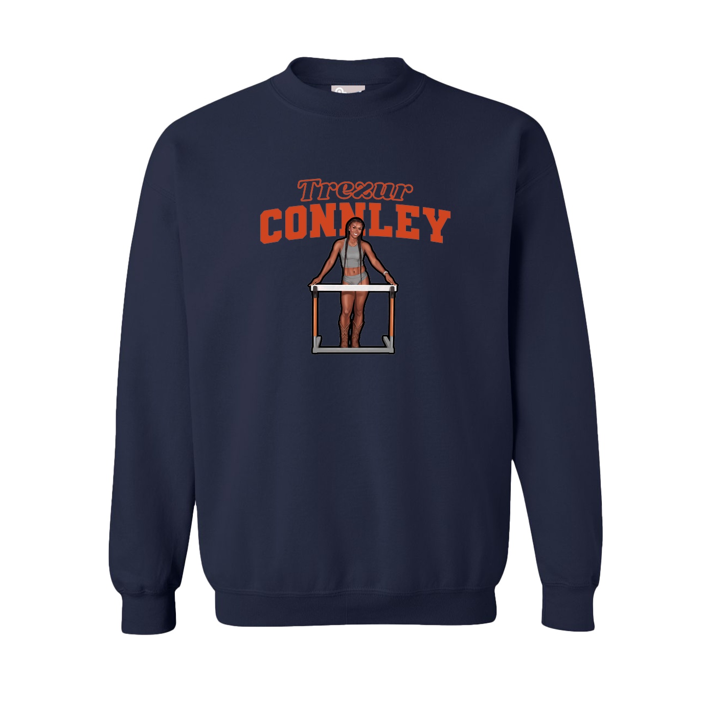 Fleece Crew — Name Arch in Navy