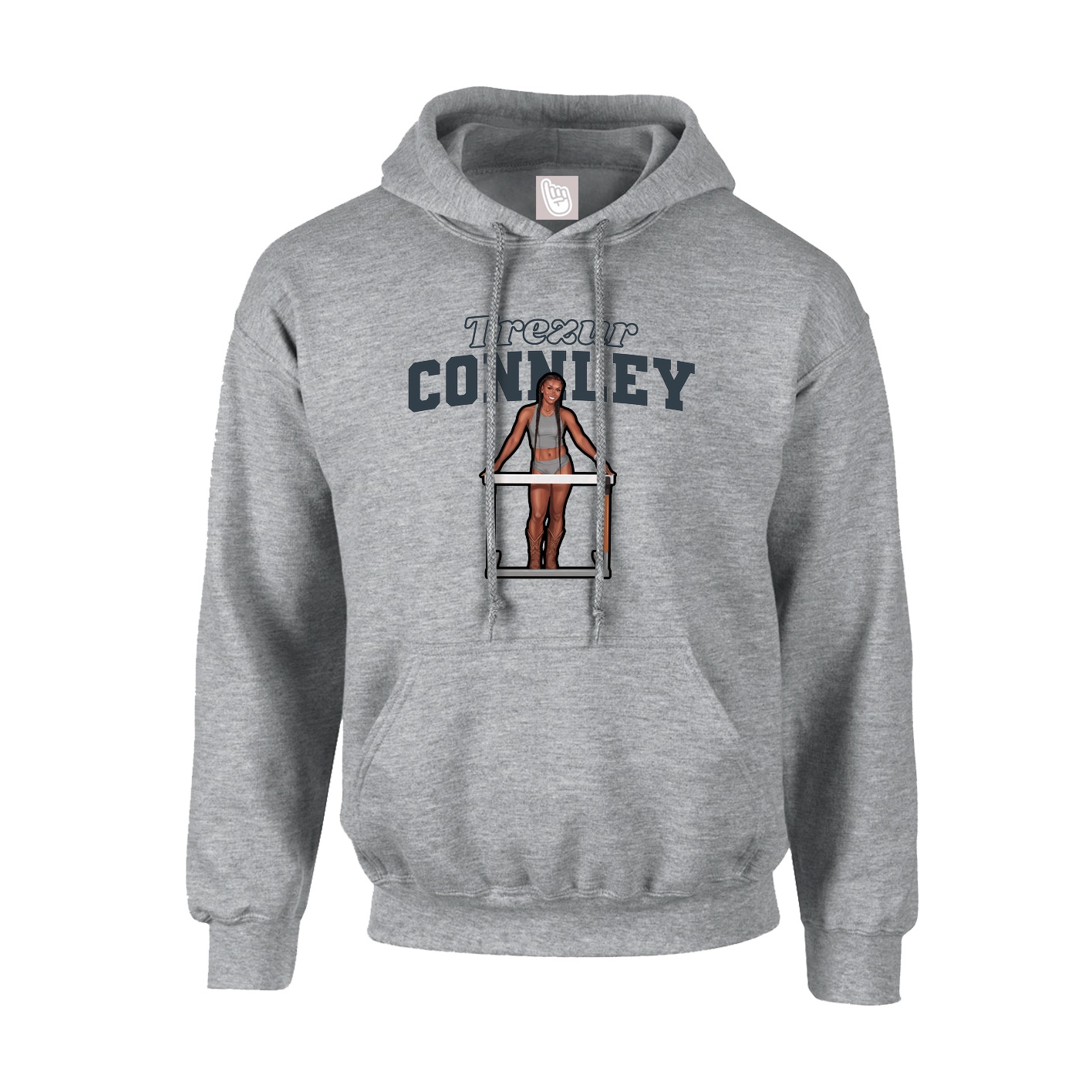 Youth Hoodie — Name Arch in Grey